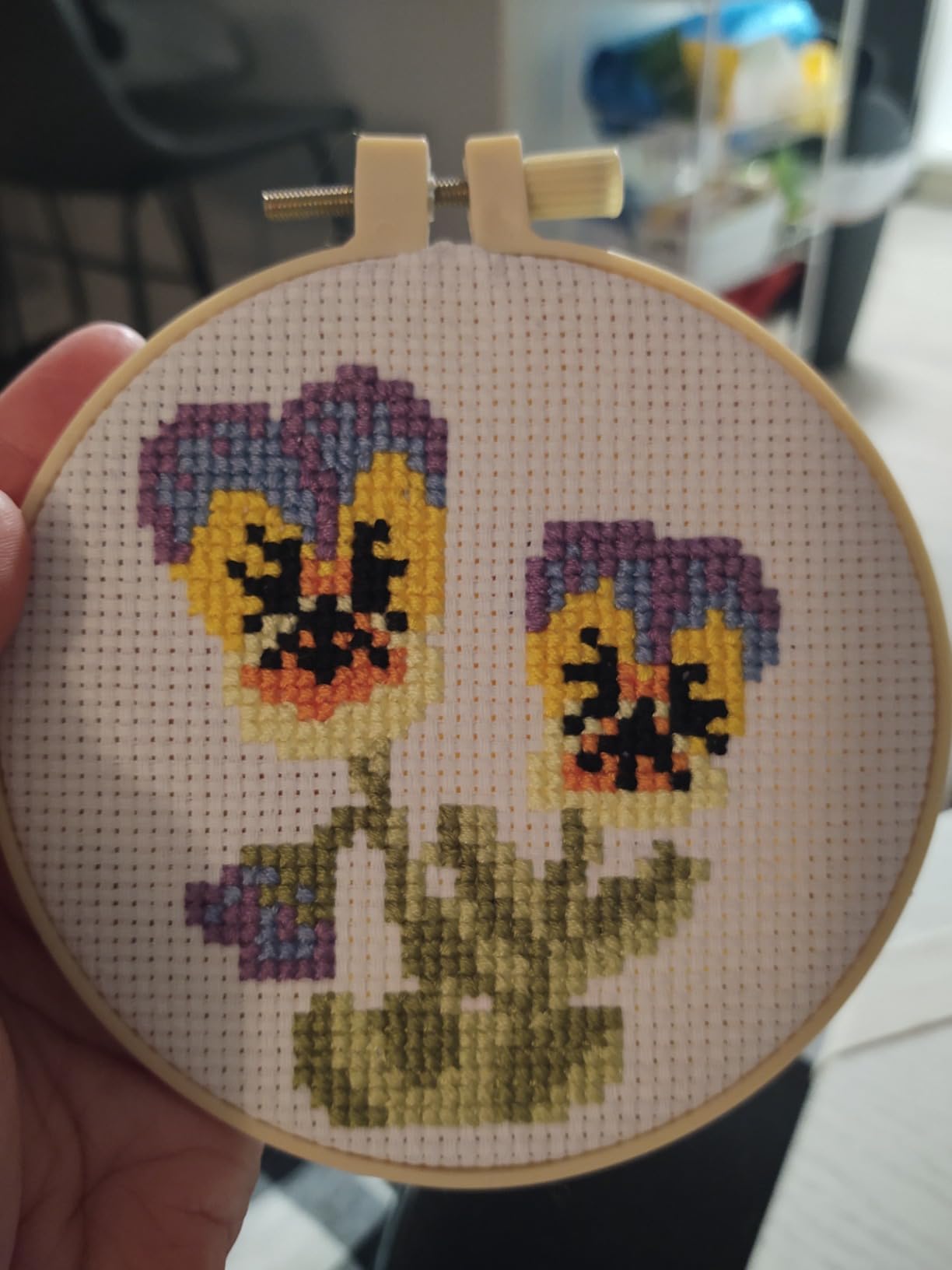 Stamped Cross Stitch Kits for Beginners Adults, Rose Poppy Pansy Sunflower customer photo 1