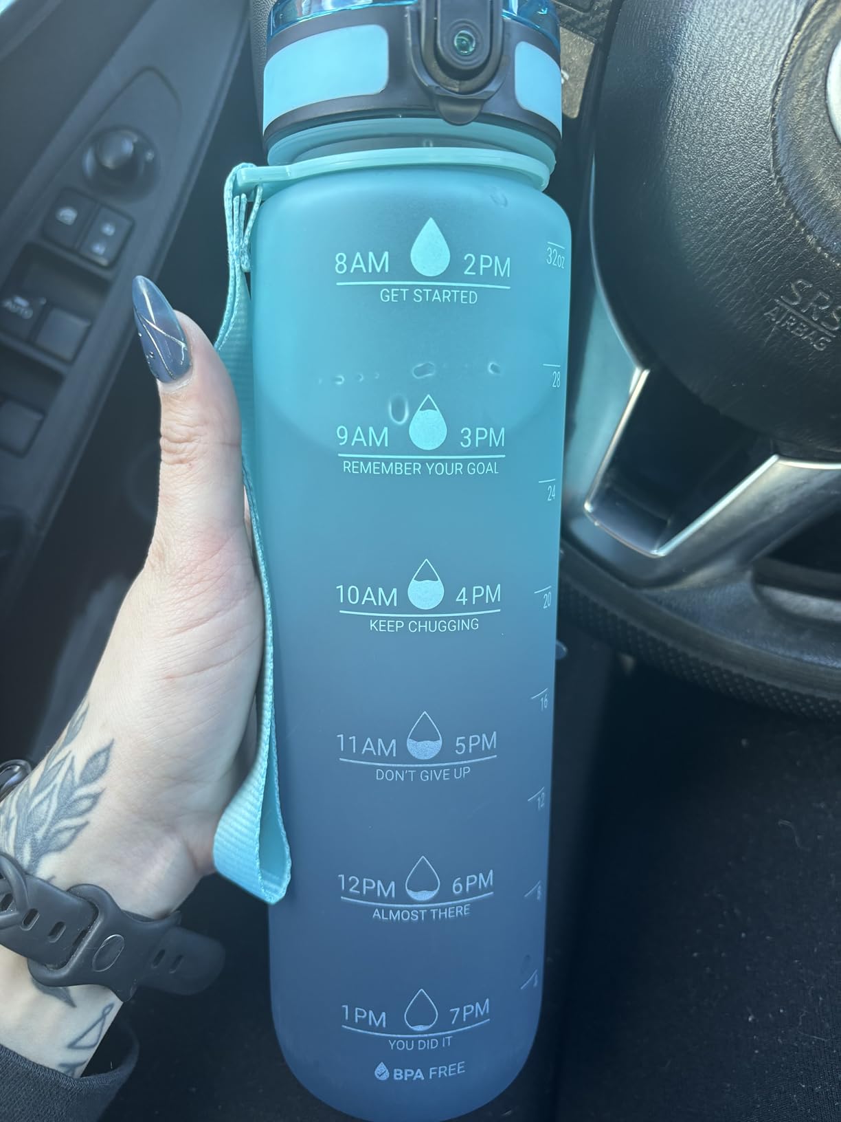 Sahara Sailor Water Bottle 32oz, Tritan Sports Bottle with Time Marker customer photo 1