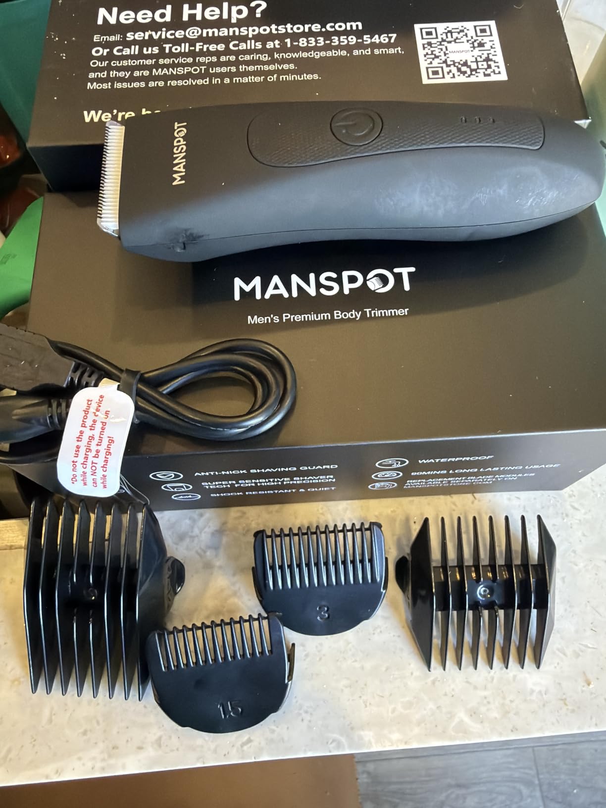 MANSPOT Manscape Groin & Body Hair Trimmer for Men, Electric Pubic Shaver | Replaceable Ceramic Blade, Ball Razors for Men, Manscape Kit with 4 Guards, IPX7 Waterproof, Wet/Dry Use, 90-Minute Shaving customer photo 1
