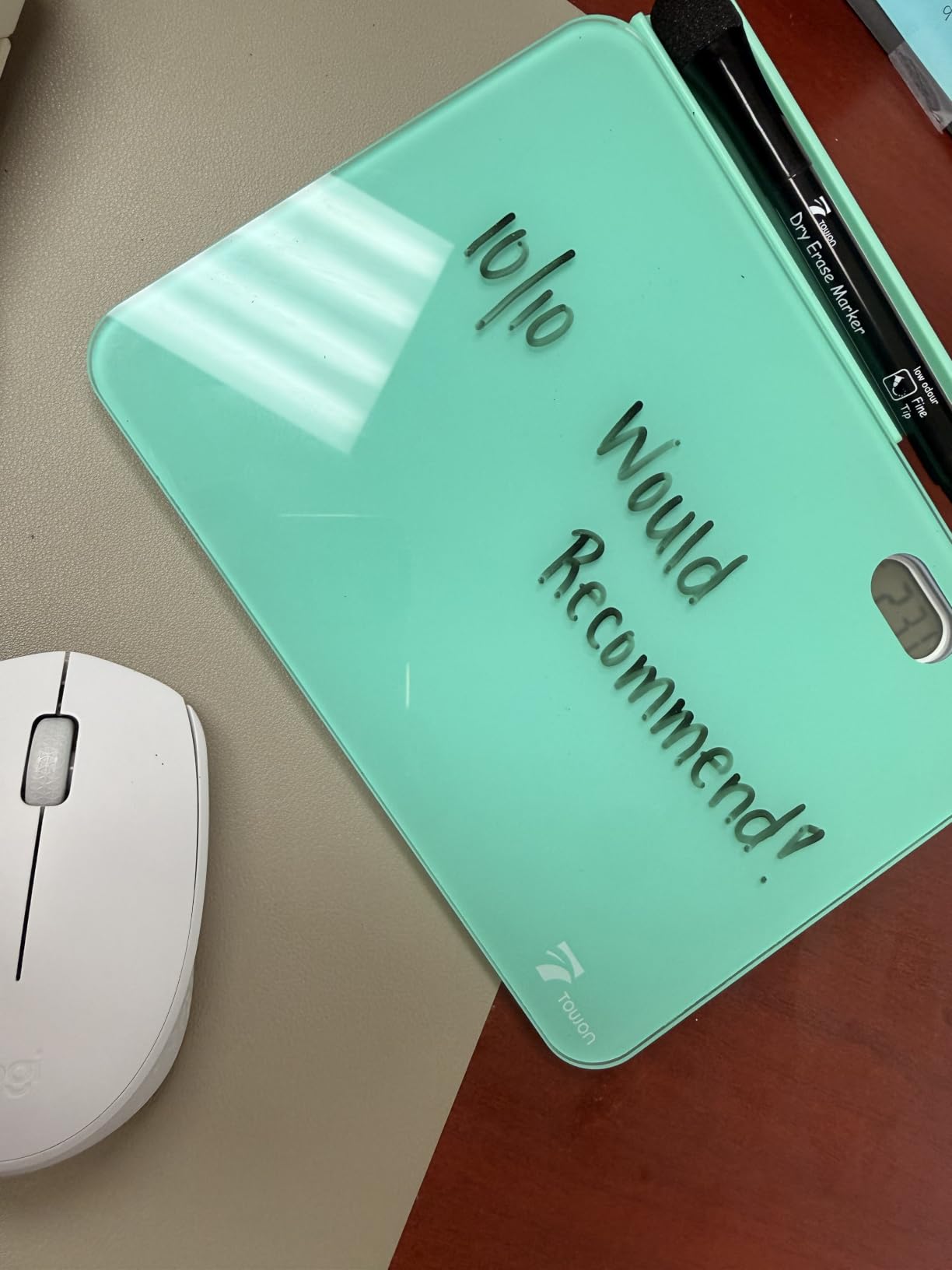 Small Glass Desktop Whiteboard Dry-Erase, Mini Pure Glass Whiteboard Stand customer photo 1