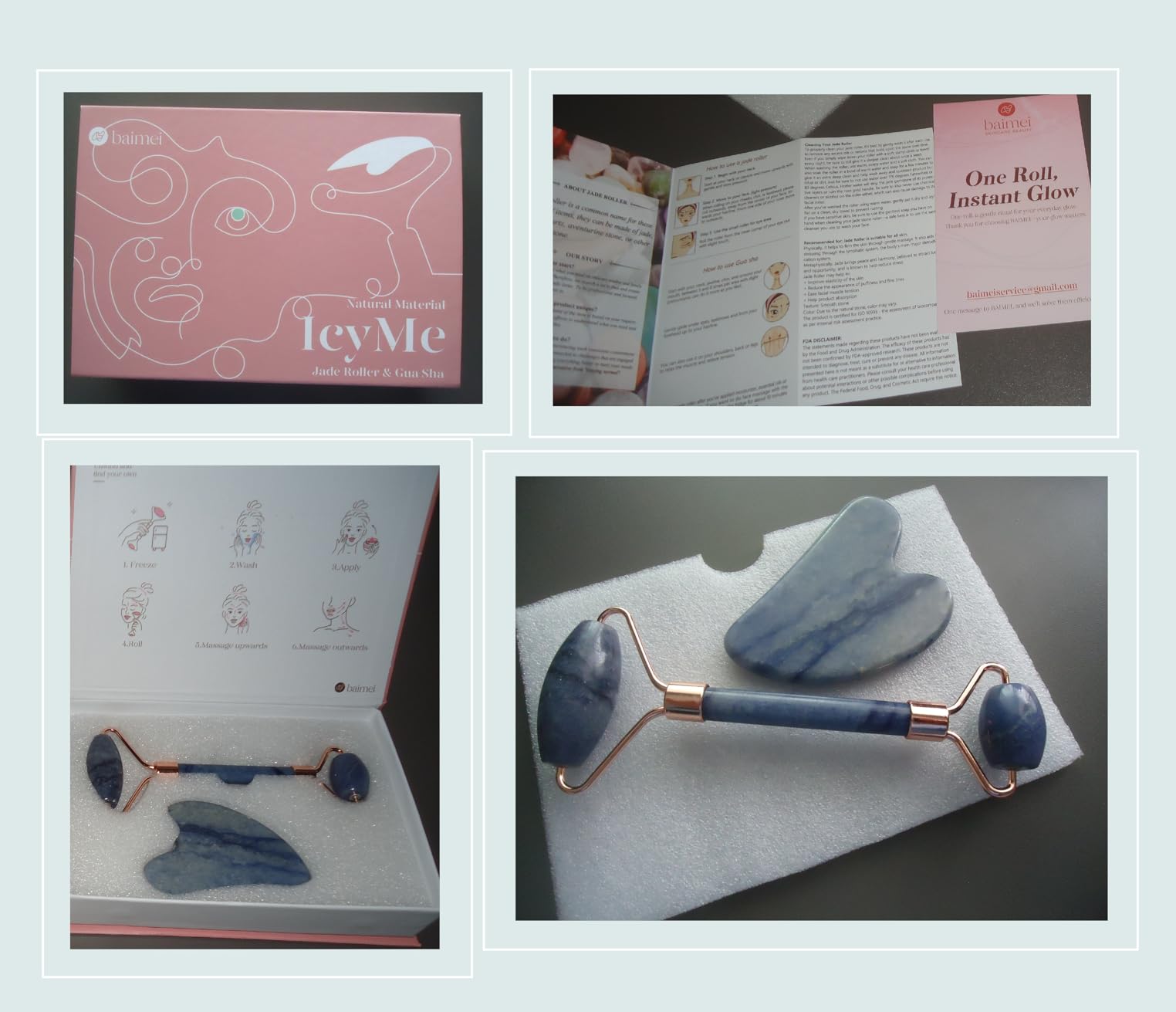 BAIMEI IcyMe Jade Face Roller & Gua Sha Set,Self Care Gifts for Women customer photo 2
