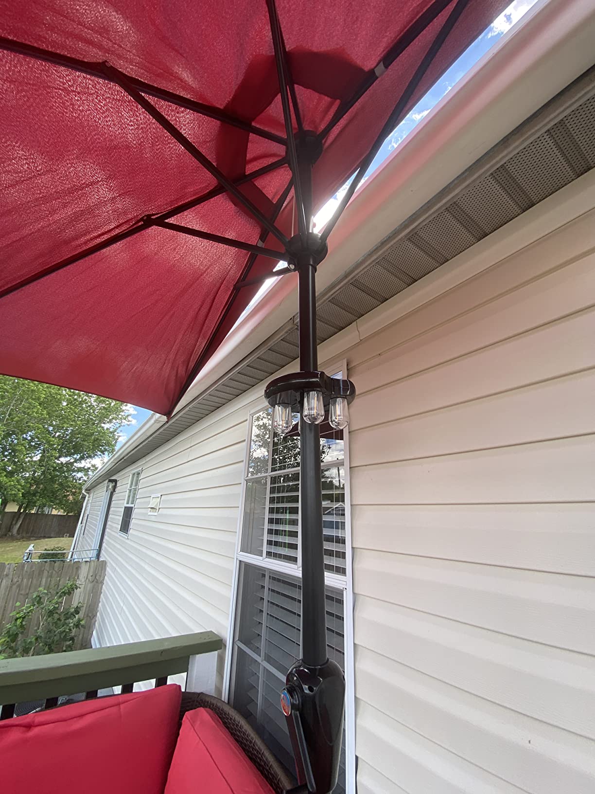 Patio Umbrella Light with LED Edison Bulbs, Battery Operation Cordless-Outdoor Umbrella Pole Lights with 2 Lighting Modes for Garden，Patio, Backyard, Camping or BBQ - Brown(1 Pack) customer photo 2