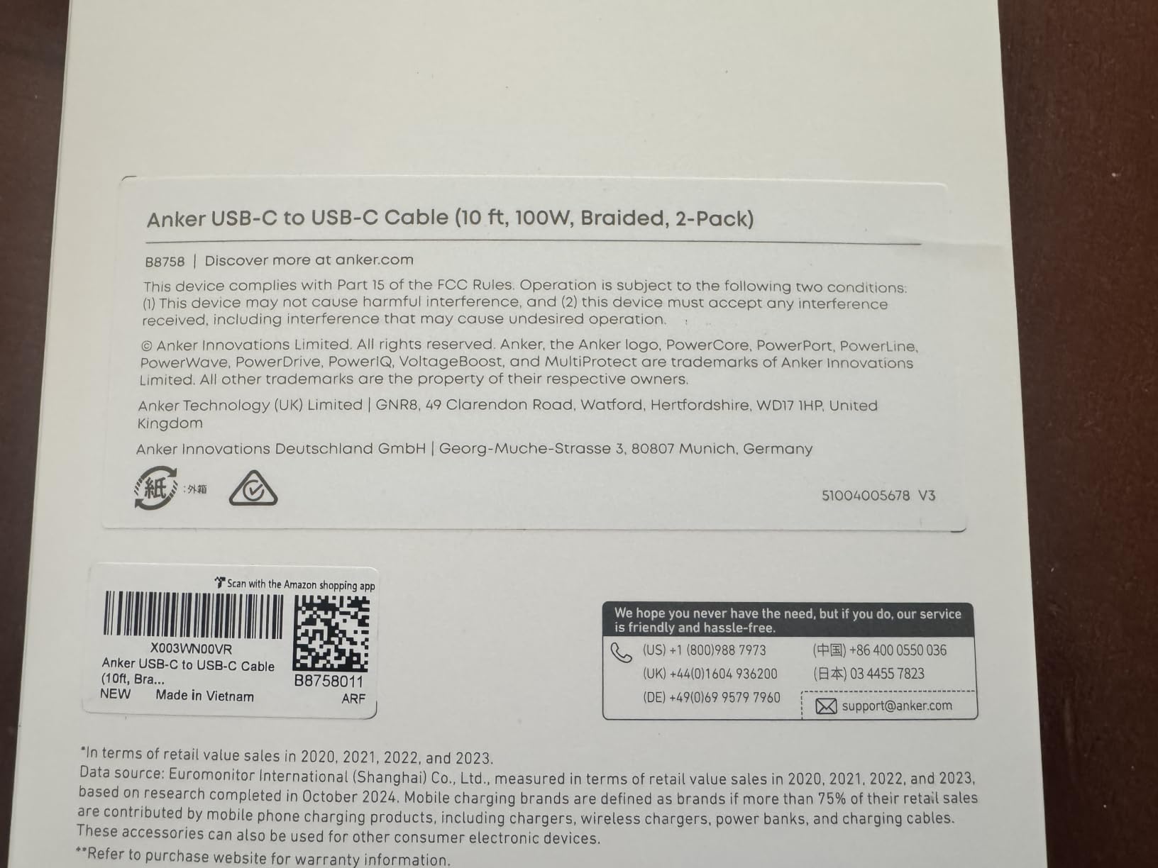 Anker USB C to USB C Cable, 100W Fast Charging Cable (2-Pack, 6 ft, Black) customer photo 1