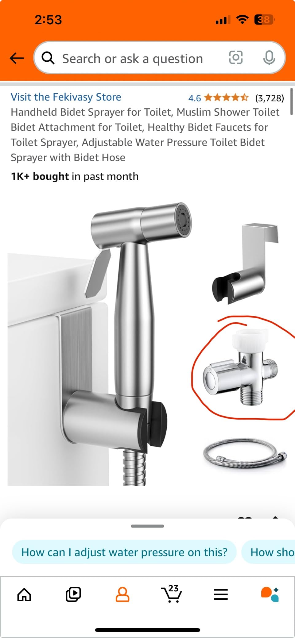 Handheld Bidet Sprayer, Muslim Shower, Adjustable Pressure customer photo 1
