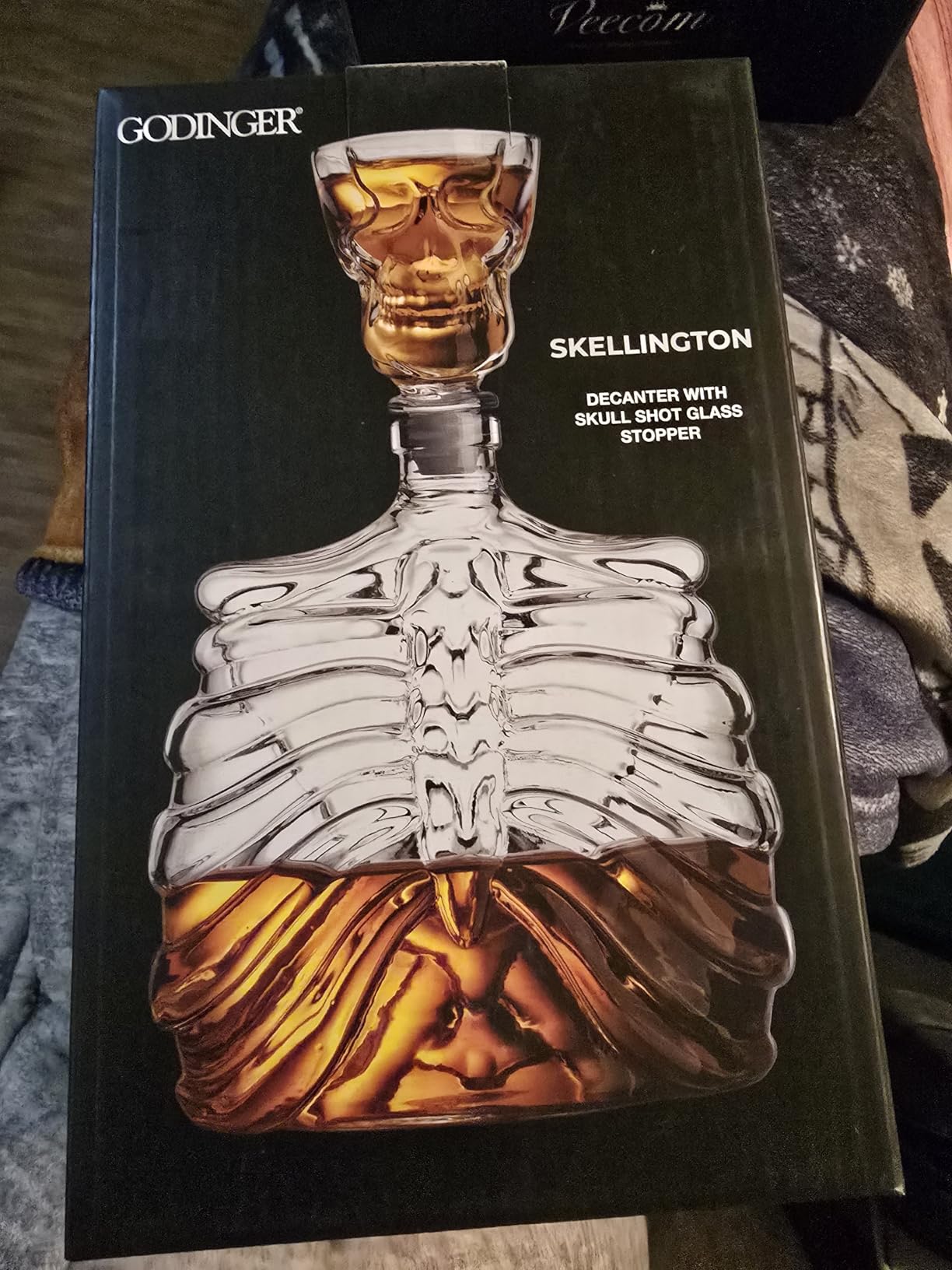 Godinger Skull Whiskey Decanter Set with Shot Glass, Gothic Home Bar, 32oz customer photo 2