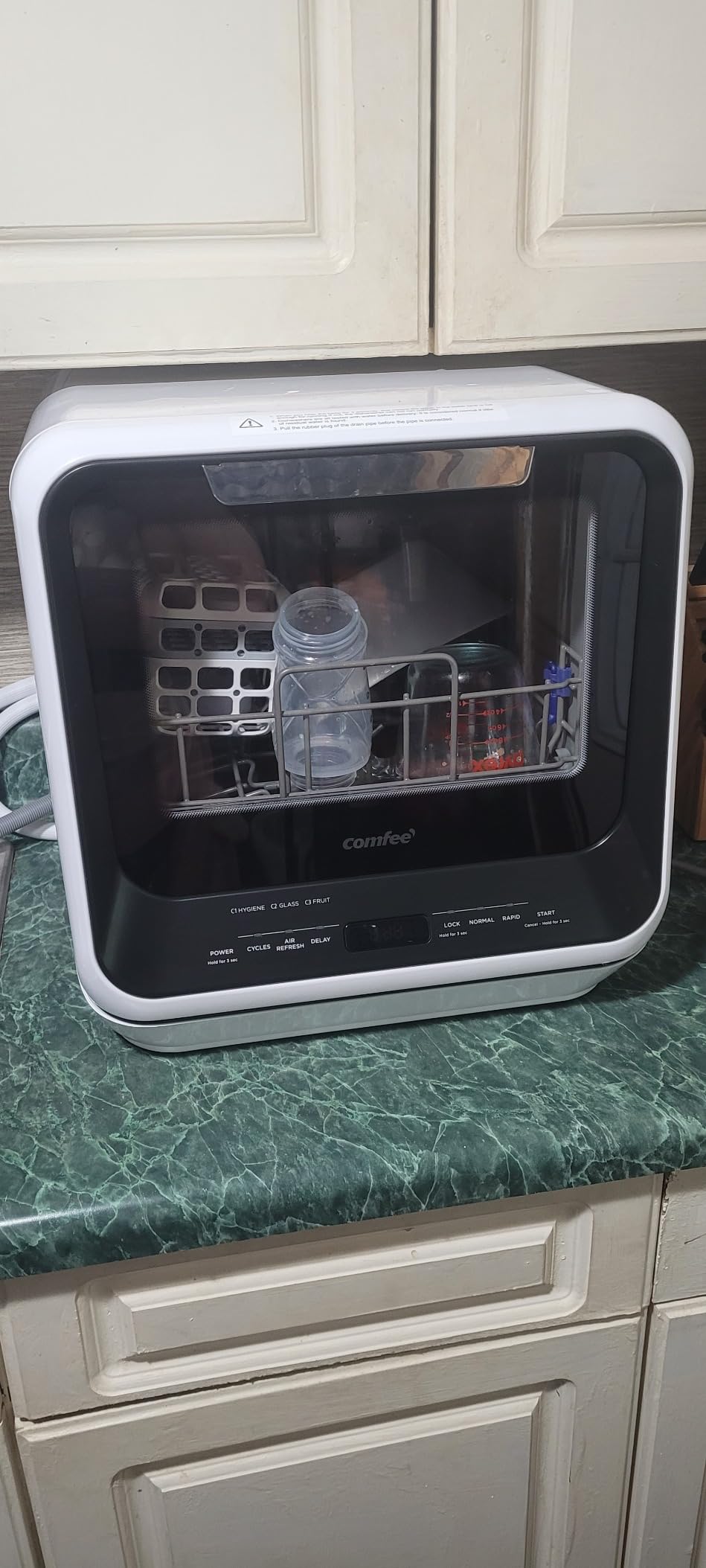 COMFEE' Portable Mini Dishwasher Countertop with 1.32Gal Built-in Water Tank for Apartments& RVs, No Hookup Needed, 6 Programs, 360° Dual Spray, 162℉ High-Temp& Air-Dry Function customer photo 1