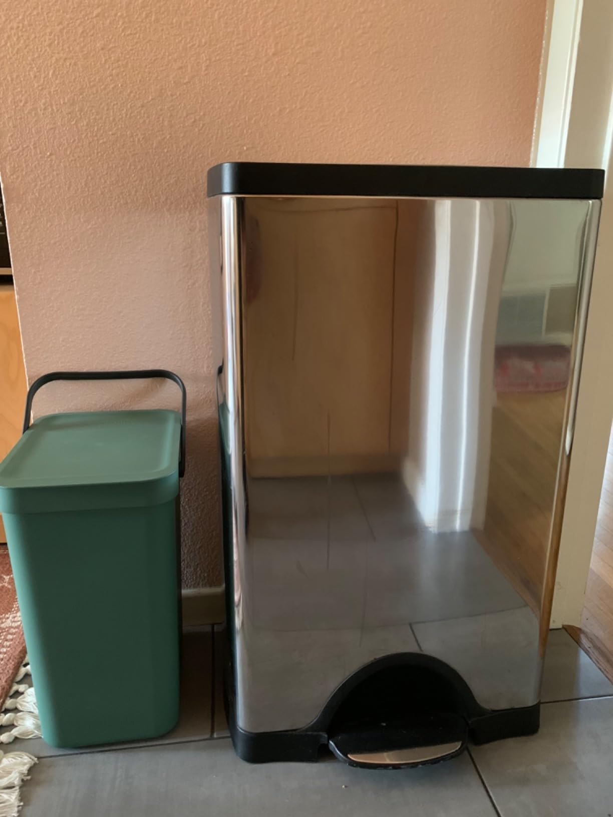 Brabantia Sort & Go Kitchen Countertop Food Scraps Compost Bin | XS / 0.8 Gal / 3L | Jade Green | Removable Stay-Open Lid, Carry Handle, Easy-Clean Recycling Box | Wall Bracket Sold Separately customer photo 1
