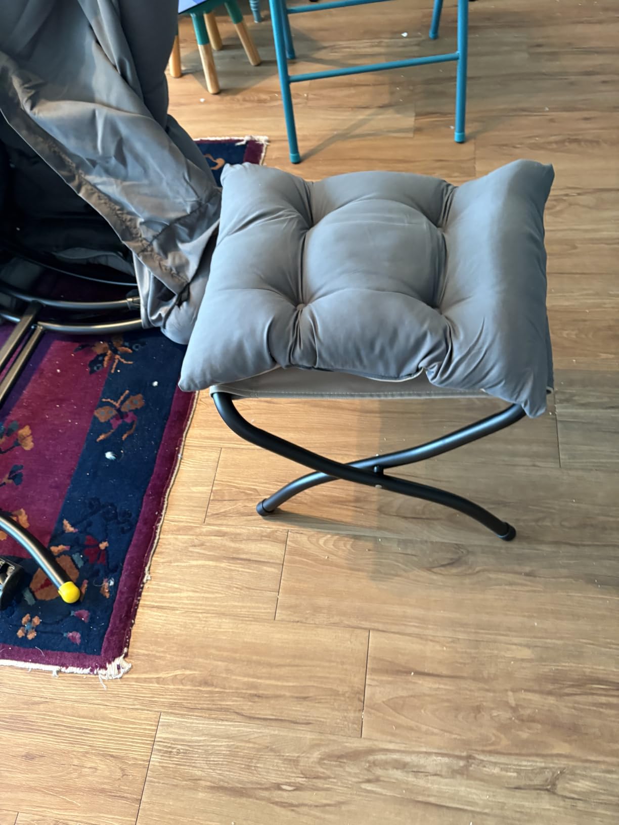 Welnow Lazy Chair with Ottoman, Reading Chair with Footrest,Dark Grey customer photo 1