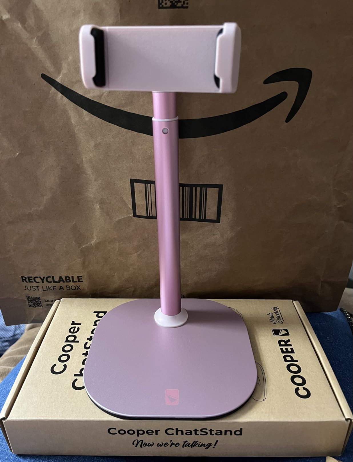 COOPER ChatStand Sturdy Cell Phone Holder, iPhone Stand for Desk, Recording customer photo 2