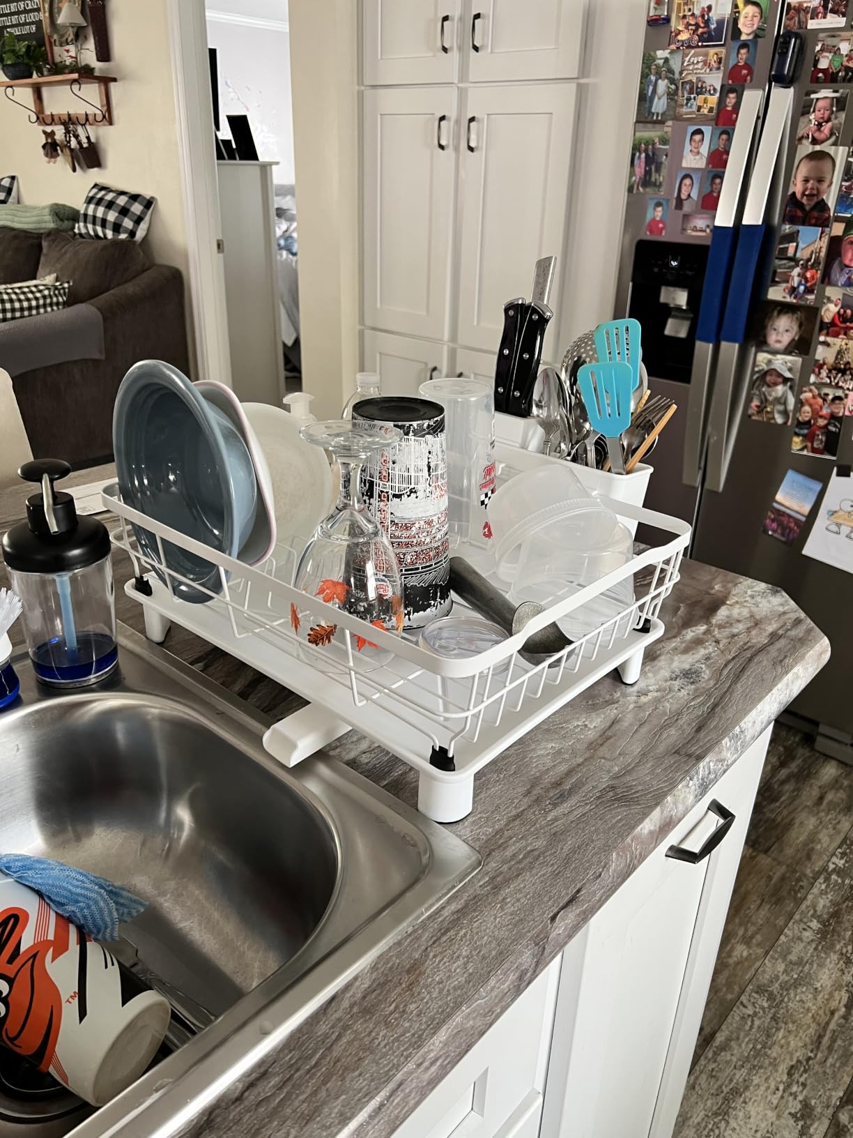 MOUKABAL Dish Drying Rack with Drainboard for Kitchen Counter, Black customer photo 1