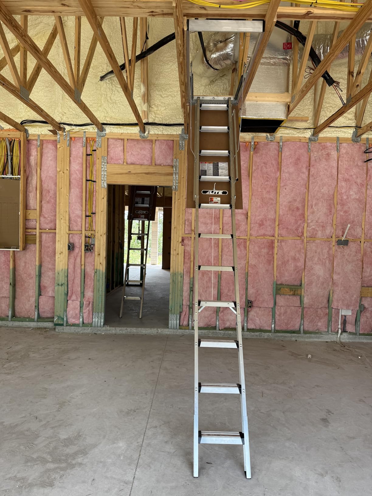 LITE 10 ft Aluminum Attic Ladder, 54 x 22.5 in, Type IAA, 375 lbs customer photo 1