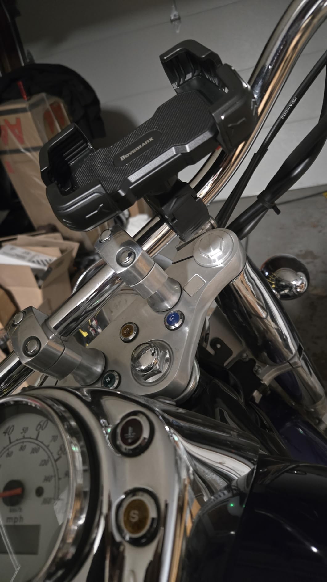 Bovemanx Motorcycle Phone Mount Holder, [150mph Wind Anti-Shake][7.2inch Big Phone Friendly] Bike Phone Holder, Motorcycle Handlebar Cell Phone Clamp, Compatible with iPhone 16 Pro Max, Black customer photo 1