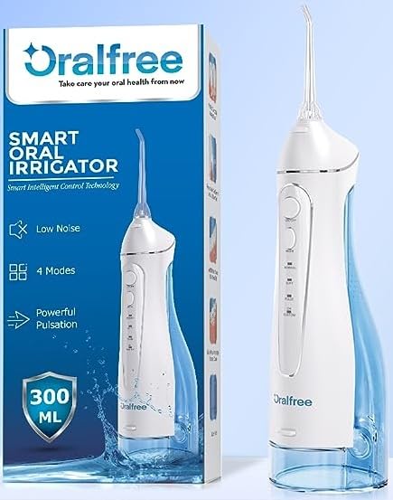 Oralfree Water Dental Flosser Cordless for Teeth Cleaning - 4 Modes Oral Irrigator 300ML Braces Flossers Cleaner, Rechargeable Portable IPX7 Waterproof Powerful Battery for Travel Home customer photo 1