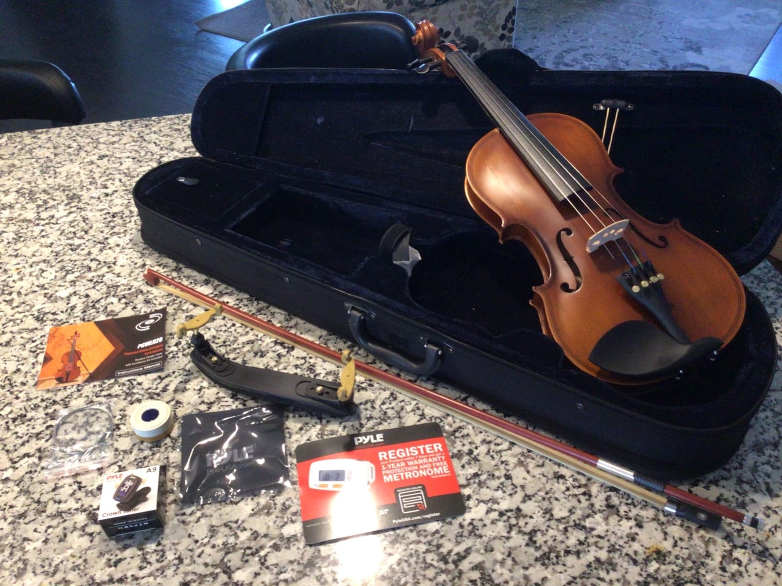 Pyle 3/4 Size Beginner Violin Starter Kit, Violin Starter Package with Travel Case & Bow, Extra Strings, Digital Tuner, Shoulder Rest & Cleaning Cloth for Students, Kids, Adults customer photo 2
