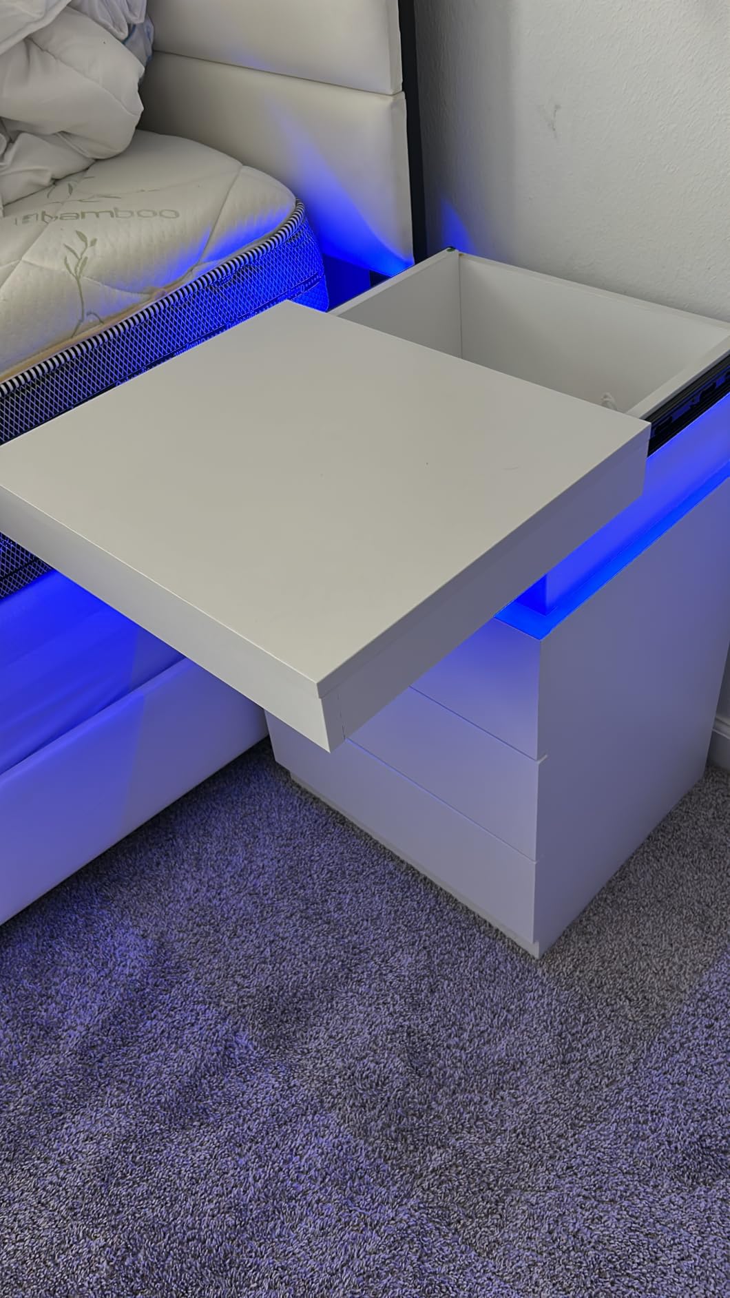 ADORNEVE Black Nightstand with Charging Station and LED Lights customer photo 1