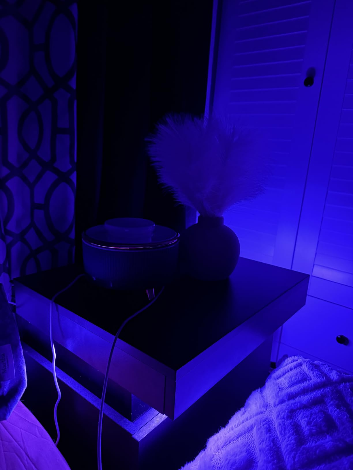 ADORNEVE Black Nightstand with Charging Station and LED Lights customer photo 2