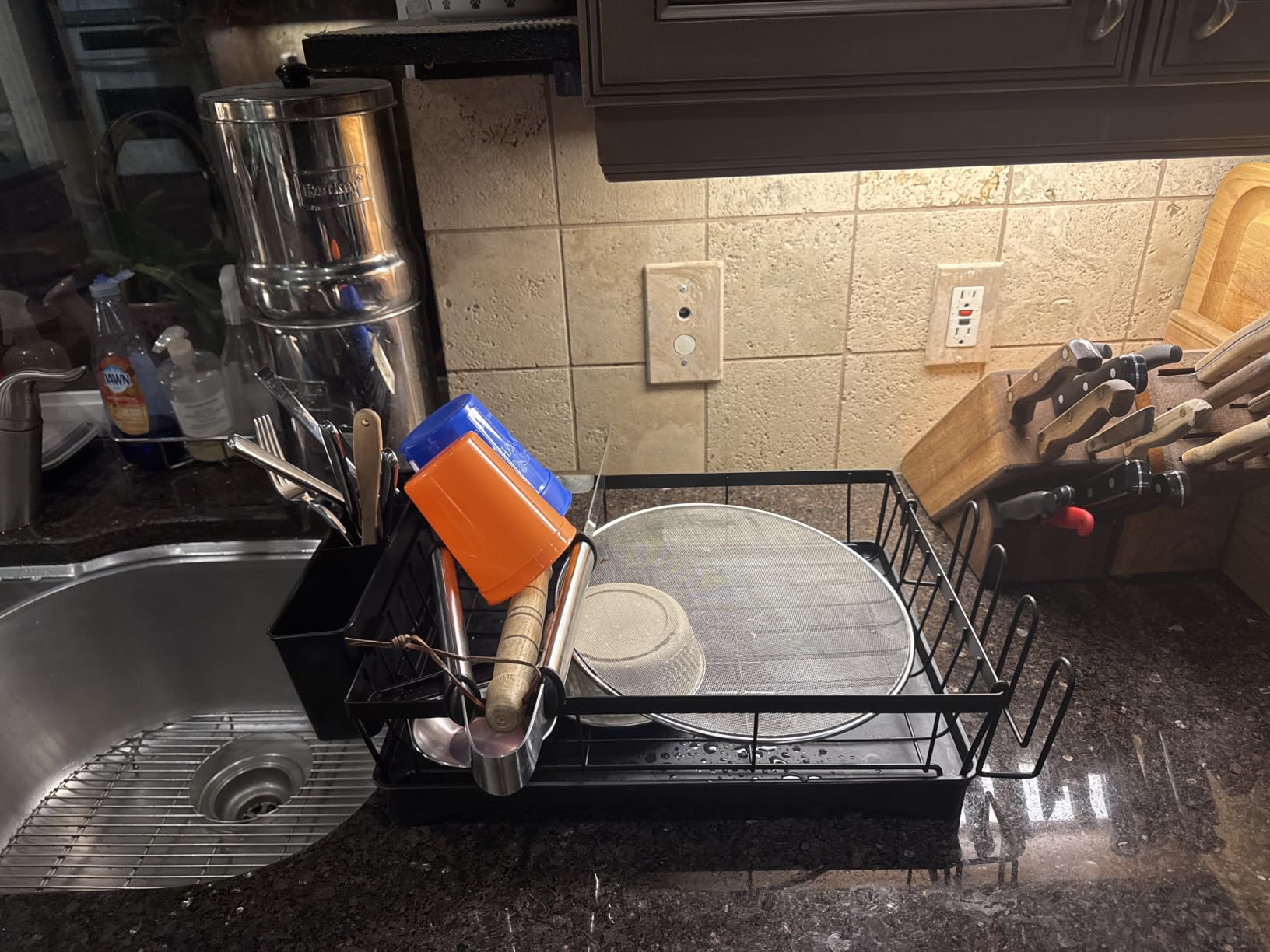 7 code 2-Tier Large Dish Drying Rack for Kitchen Counter, Black customer photo 1