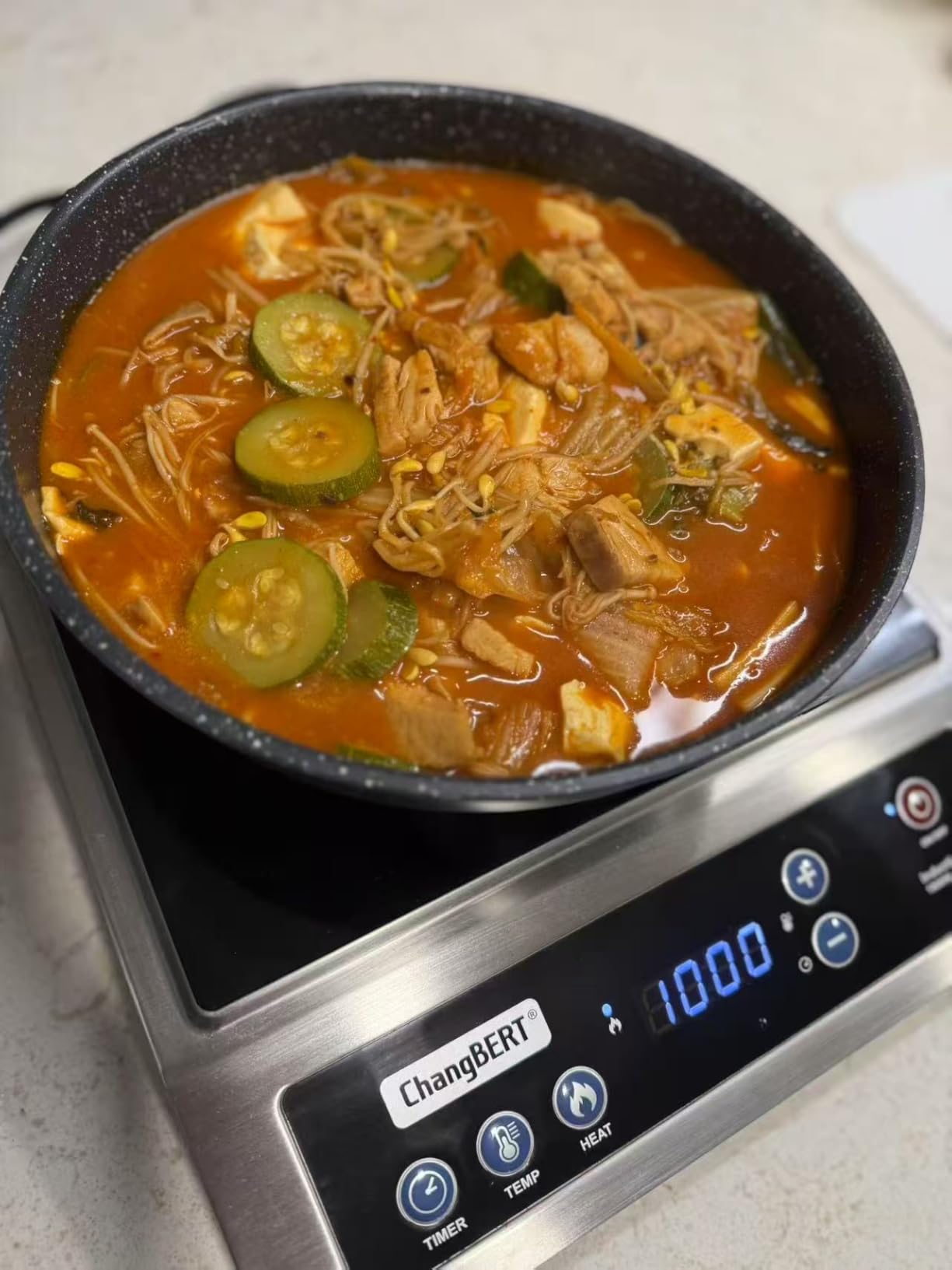 ChangBERT Induction Cooktop, Commercial Grade Portable Cooker, Large 8” Heating Coil, Premium Stainless Steel Countertop Burner with NSF Certified, 10 Hours Timer Powerful 1800W Professional Hot Plate customer photo 1