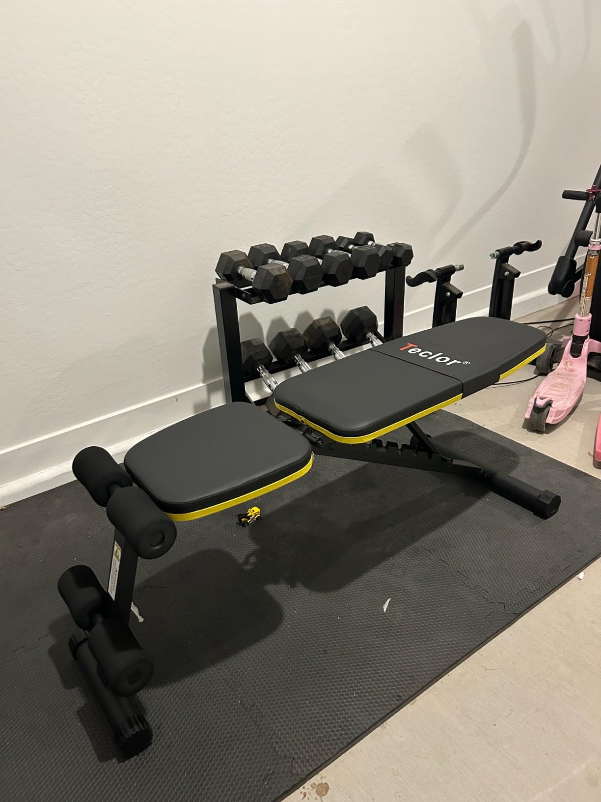 Teclor Adjustable Weight Bench, Foldable Workout Benches for Home Gym, 10 Backrest Position Exercise Bench for Strength Training, Upgraded Thickened Steel Support Max Capacity 700LBs customer photo 2