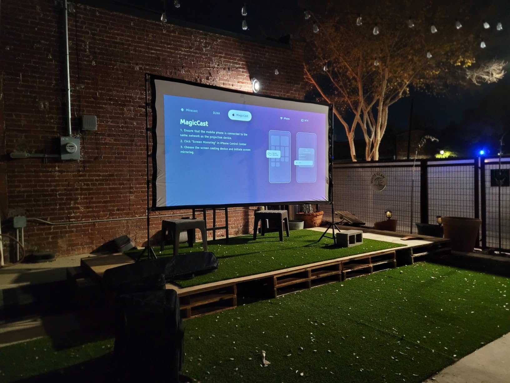 Towond 120 inch Projector Screen with Stand, 4K HD 16:9 Foldable Anti-Crease Indoor Outdoor Movie Screen, Portable Projection Screen for Backyard Theater, Camping, and Sports Viewing Parties customer photo 1