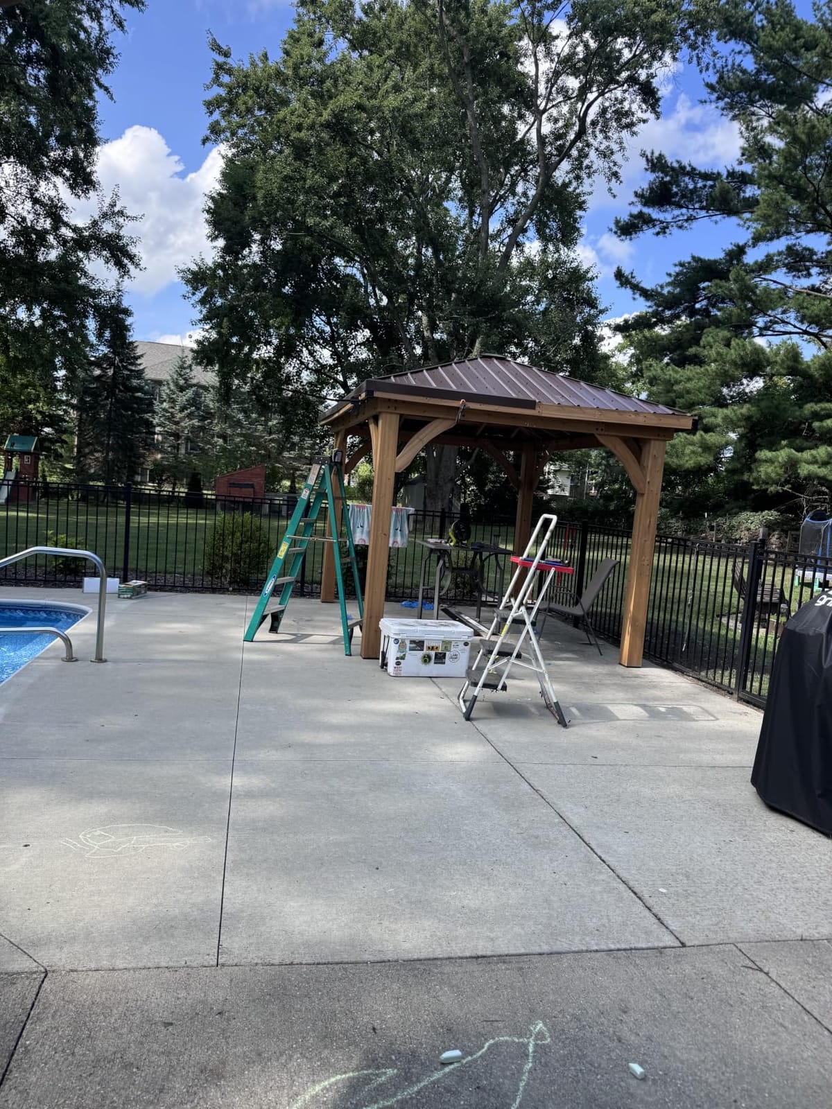 Backyard Discovery Barrington 12' x 10' Cedar Wood Outdoor Gazebo Pavilion with Hardtop Galvanized Steel Hip Roof, Snow Support, Wind Resistance, PowerPort, Shade for Garden, Patio, Deck, Entertaining customer photo 2