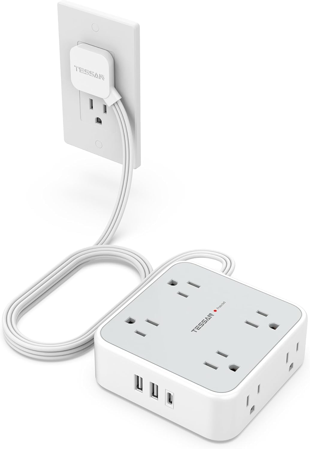 TESSAN Surge Protector Power Strip with 900J Surge Protection, 5 Ft, Grey customer photo 2