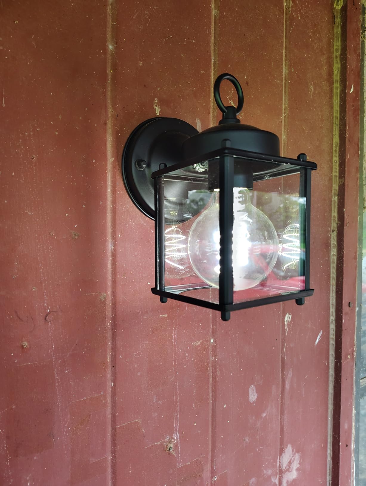 MATAMEYE Outdoor Wall Lantern, Exterior Waterproof Wall Sconce Light Fixtures, Black Front Door Wall Lighting with Clear Beveled Glass Shade, 2 Pack customer photo 2