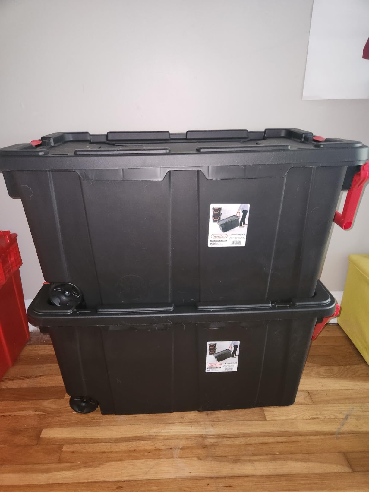 Storage Bins 40 Gallon Heavy-Duty Plastic Storage Bins, 2 Pack Container Totes with Durable Lid and Secure Latching Buckles, Stackable, Tough Storage Containers for Garage and Metal Rack Organizing customer photo 1