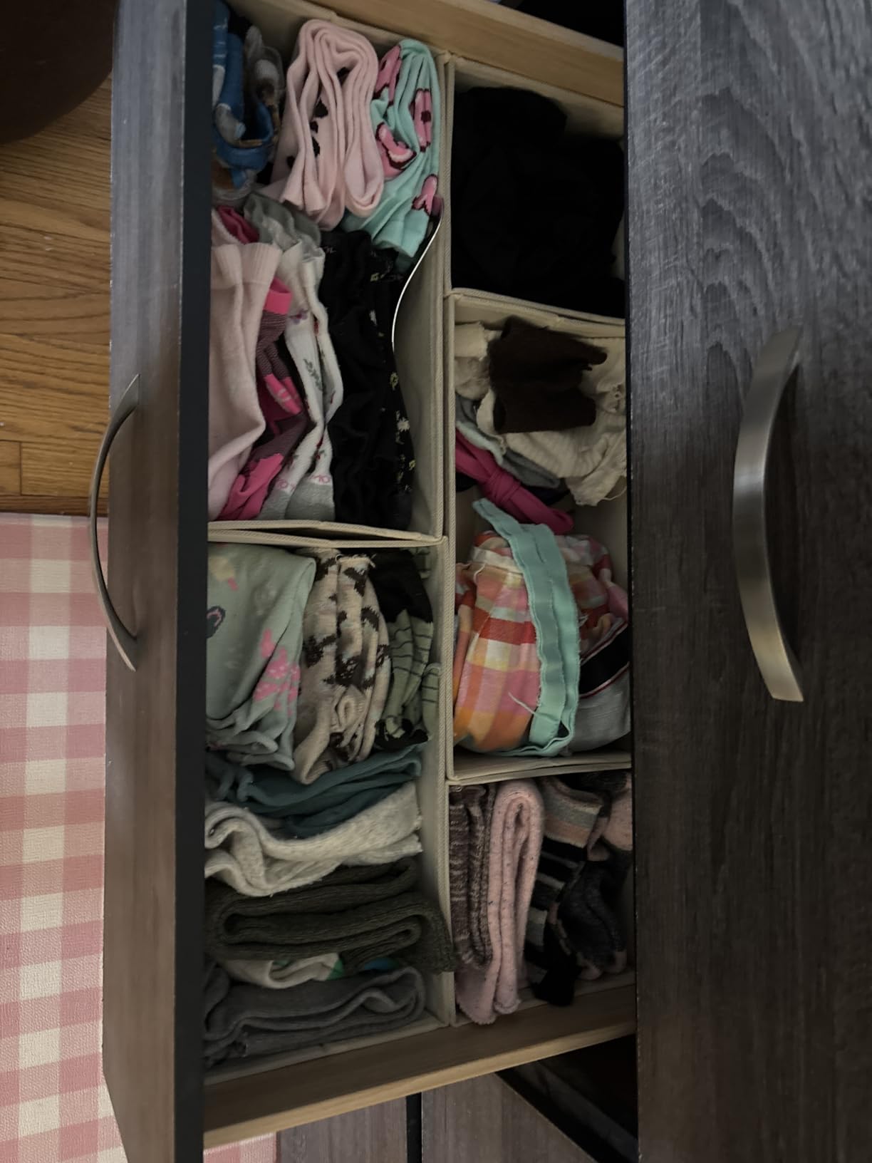 DIMJ Drawer Organizers Clothes, Dresser Organizer Bins for Baby Clothes,Underwear and Sock, Fabric Closet Organization and Storage Boxs, Drawer Dividers for Nursery, Clothing, Tie - 4 Pack, Beige customer photo 1
