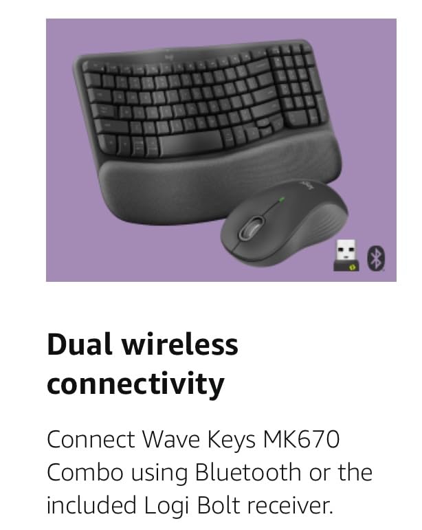 Logitech Wave Keys MK670 Wireless Ergonomic Keyboard Mouse Combo - Graphite customer photo 2