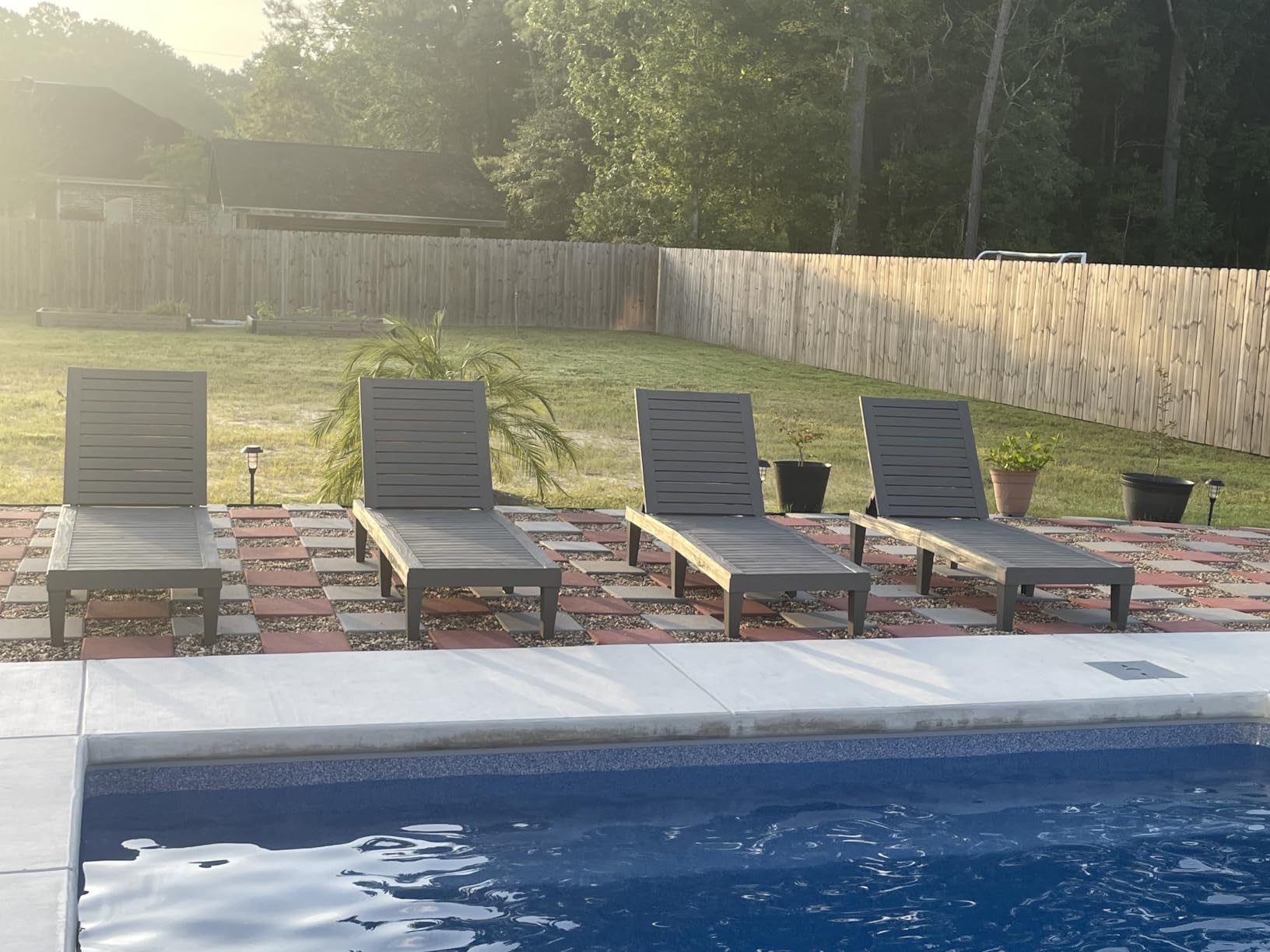 EUNHOO Outdoor Chaise Lounge Set of 2, Adjustable Pool Lounge Chair with 5 Positions Backrest, Waterproof Sun Loungers for Garden Pool Beach Patio Deck Sunbathing customer photo 2