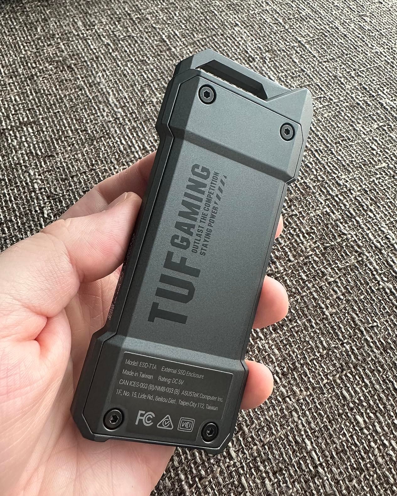 ASUS TUF Gaming A1 External M.2 NVMe SATA PCIe SSD Enclosure - USB-C, M.2 Q-Latch for Easy Installation, Drop Resistance, IP68 Water and dust Resistance, PS5 and Xbox Support,Black, 1 Year Warranty customer photo 1