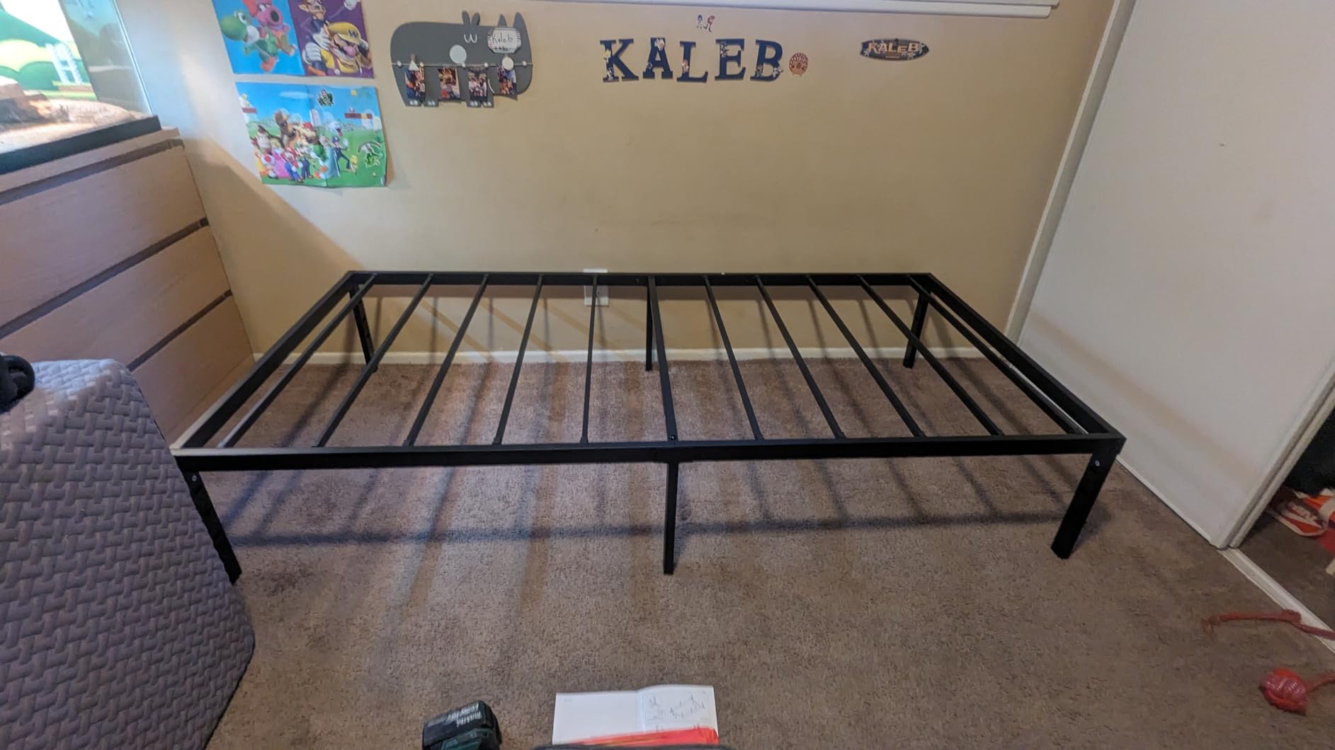 Twin Bed Frames Metal Platform Twin Size Bed Frame 14 Inch Max 2000lbs Heavy Duty Metal Slat Support, No Box Spring Needed Underbed Storage, Easy to Assembly, Black customer photo 2