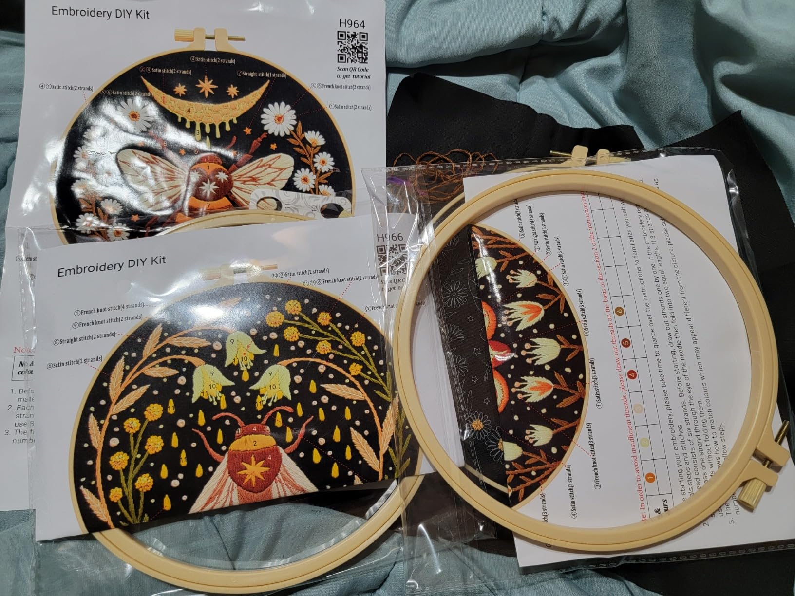 Embroidery Kits for Beginners Adults, Stamped Cross Stitch kits for Adult Beginners Embroidery Starter Kit with Pattern, 3 Embroidery Hoop and Fabric, Needles Threads (Attached Teaching Video QR Code) customer photo 2