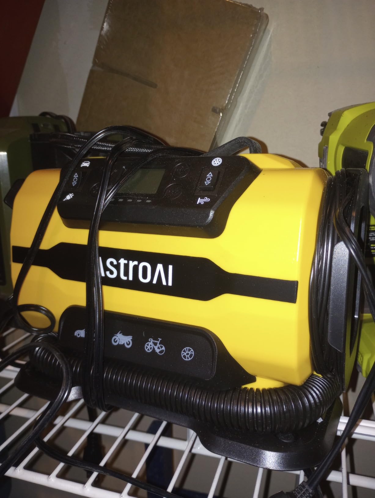 AstroAI Tire Inflator Portable Air Compressor, 12V DC/120V AC Dual Power | Fast-Inflating Air Pump with Dual Metal Motors, 150PSI Digital Gauge for Car, SUV, Bike Tires & Air Mattresses, Yellow customer photo 1