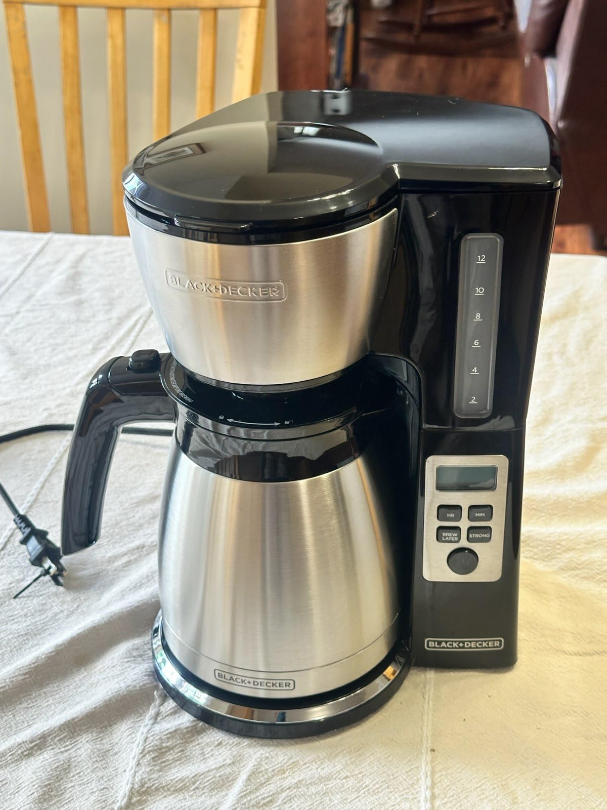 BLACK+DECKER 12 Cup Thermal Programmable Coffee Maker with Brew Strength and VORTEX Technology, Black/Steel, CM2046S customer photo 1