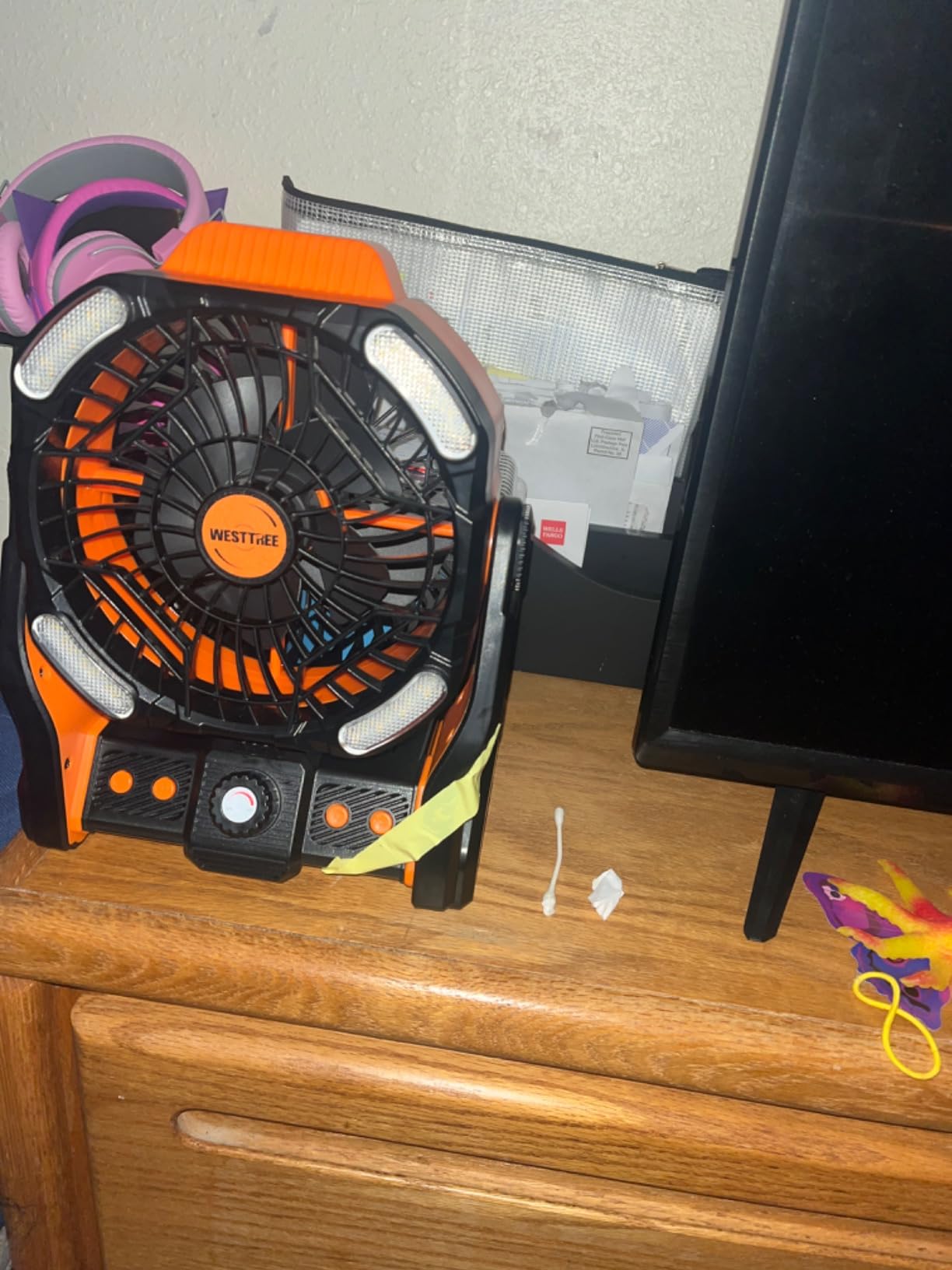 WESTTREE 20000mAh Battery powered fan Camping Fan essentials Portable fan Battery OperatedRechargeable Outdoor Tent with Light & Hook Personal USB Desk for Camping,Orange customer photo 1