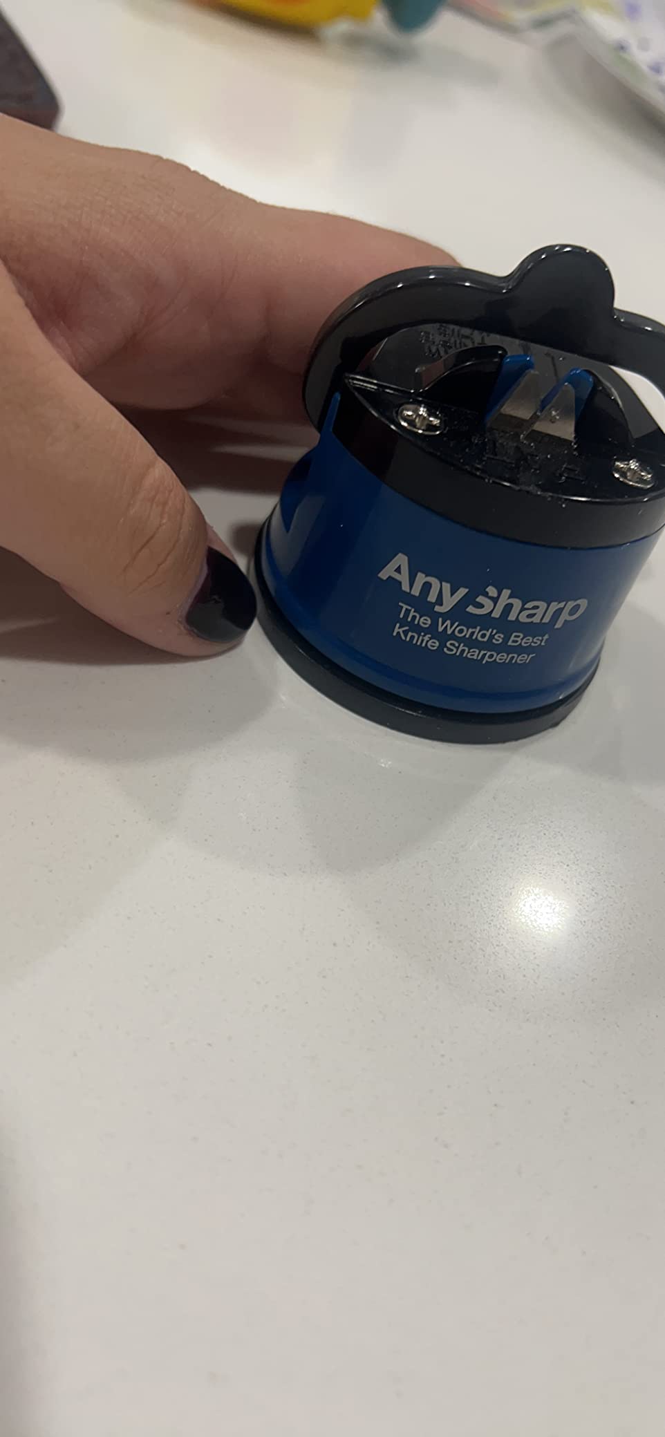 AnySharp – GLOBAL – Easy to Use, Hands Free Knife Sharpener - Red customer photo 1