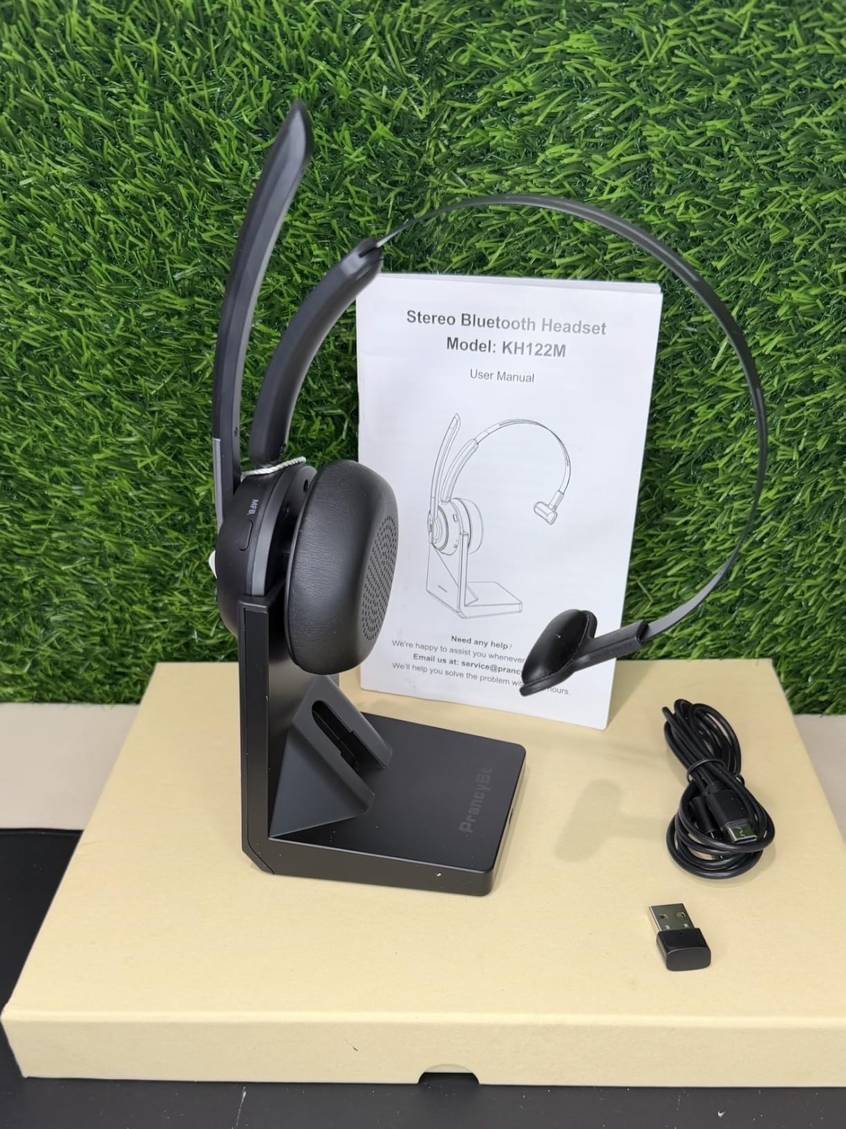 Bluetooth Headset, Wireless Headset with Microphone for PC, V5.2 Computer Headset with Noise Cancelling Mic, USB Dongle, Charging Base & Mute Button for Work, Cell Phones, Computer (Black) customer photo 1