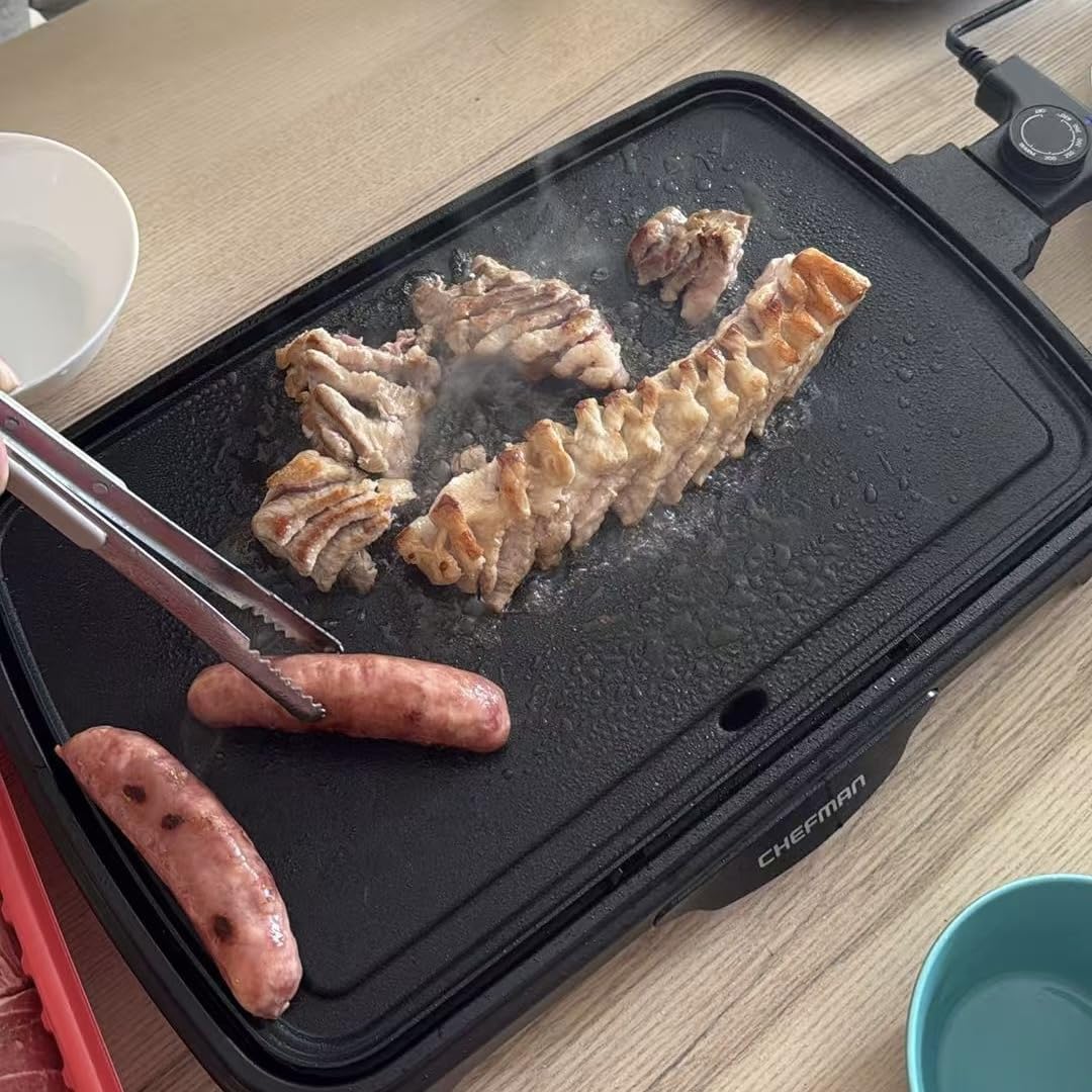 Chefman XL Electric Griddle with Removable Temperature Control, Immersible Flat Top Grill, Burger, Eggs, Pancake Griddle, Nonstick Extra Large Cooking Surface, Slide Out Drip Tray, 10 x 20 Inch customer photo 2