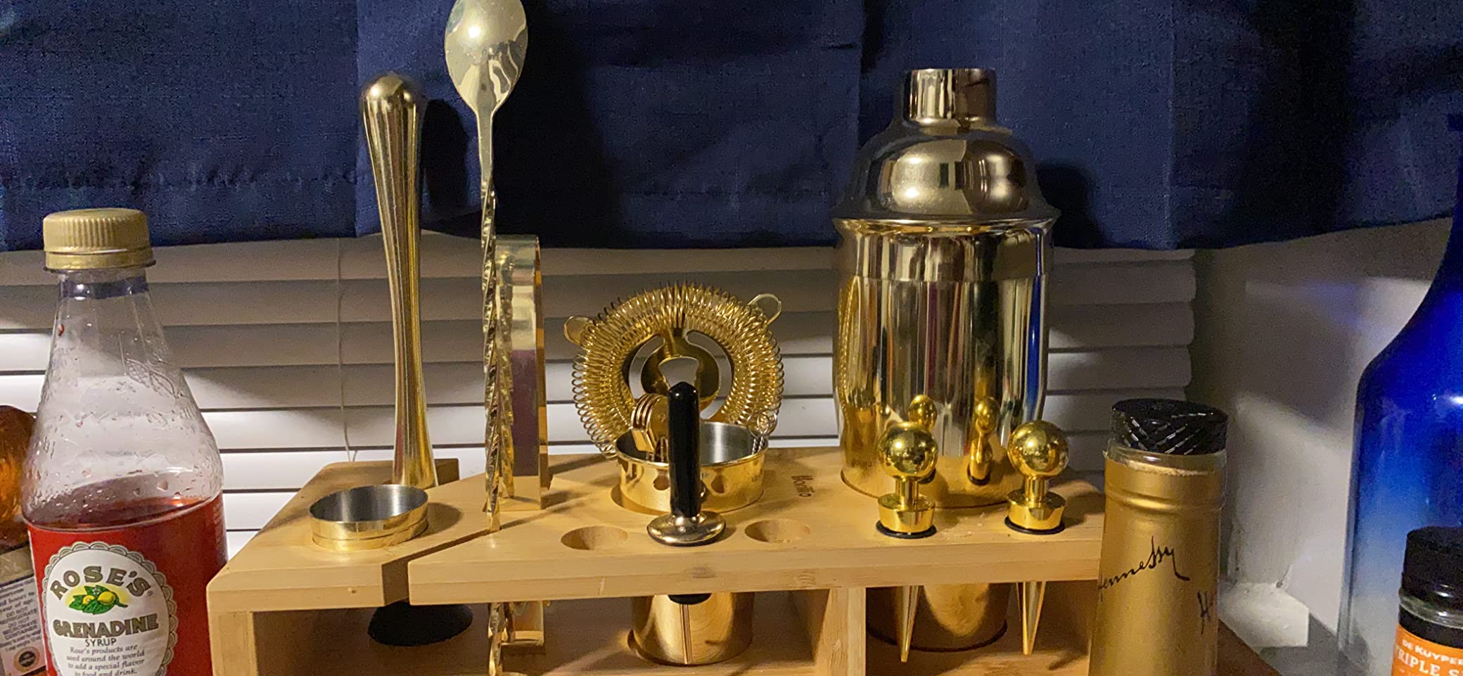 Barillio Gold Bartender Kit - Stainless-Steel Cocktail Shaker Set w/Black Bamboo Stand - Mixology Bar Tools w/Drink Shaker, Mixer, and Muddler for Cocktails - Home Bar Accessories - 23-Pc Bar Set customer photo 1