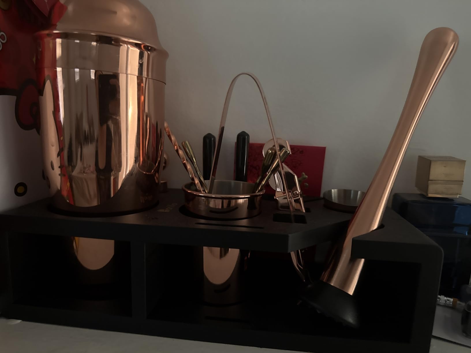 Barillio Gold Bartender Kit - Stainless-Steel Cocktail Shaker Set w/Black Bamboo Stand - Mixology Bar Tools w/Drink Shaker, Mixer, and Muddler for Cocktails - Home Bar Accessories - 23-Pc Bar Set customer photo 2