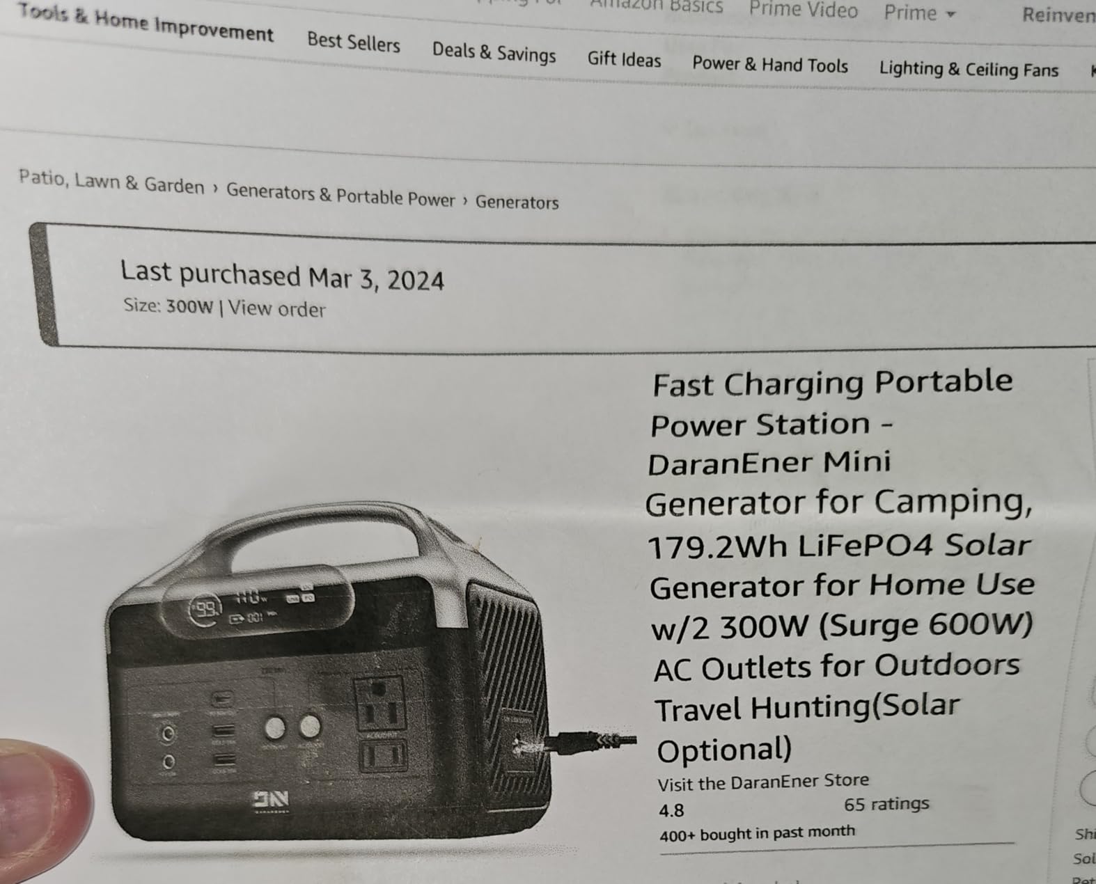 DaranEner Portable Power Station, 192Wh LiFePO4 Battery Backup Solar Generator with w/2 300W (Peak 600W) AC Outlets, USB-C PD 60W Fast Charge, Power Bank for Camping, Outdoor, Home,Emergency customer photo 2