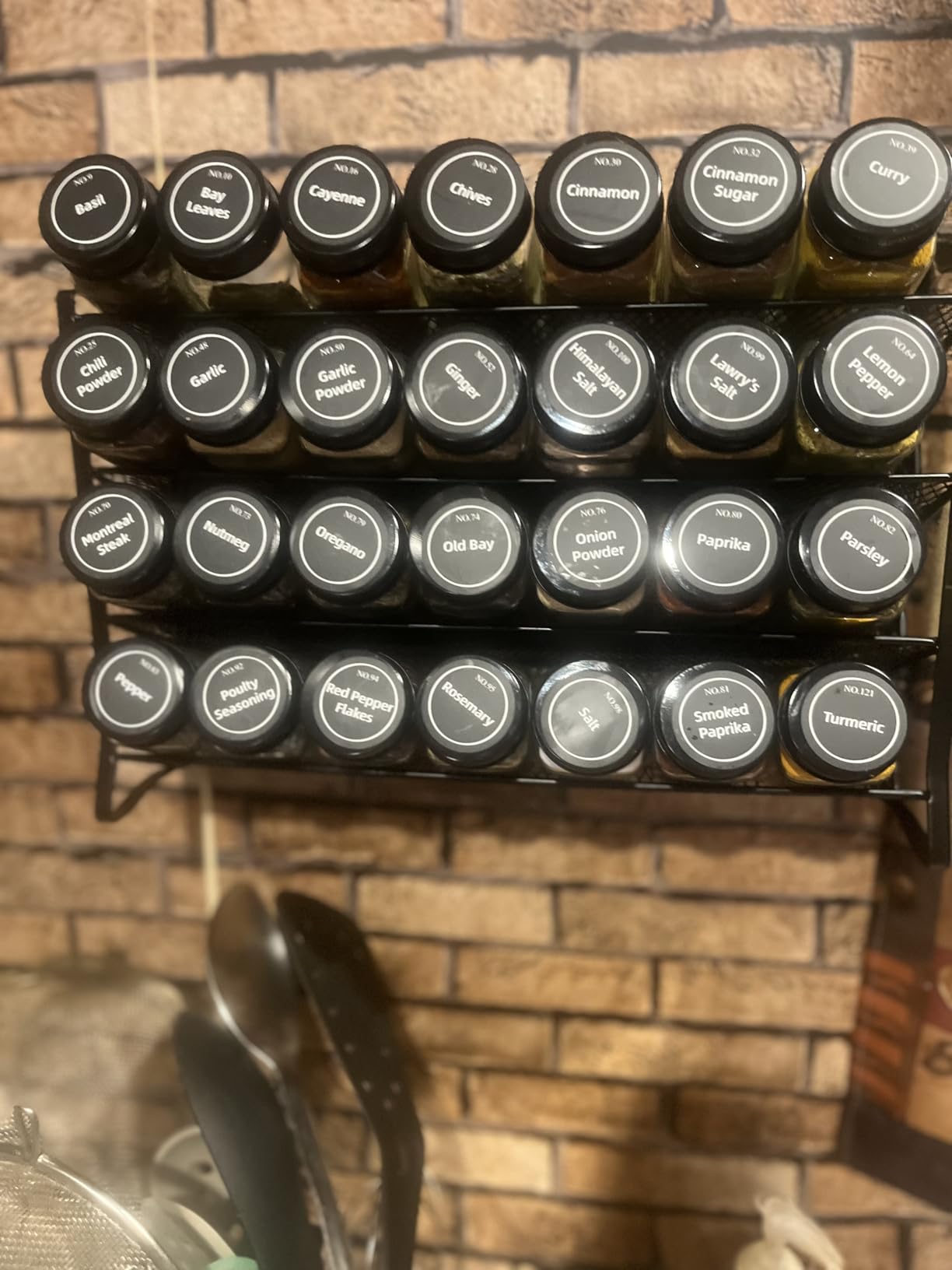 AOZITA Spice Rack Organizer for Cabinet, Spice Organizer with 28 Empty Spice Jars with Black Lids, Funnel, Spice Labels, Seasoning Organizer for Countertop, Cabinet, Kitchen, Pantry, Cupboard customer photo 2