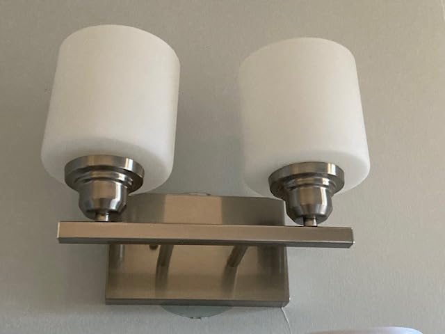 Bathroom Light Fixtures Over Mirror, 3-Light Vanity Lights Brushed Nickel, Modern Bathroom Vanity Light, Glass Shade & Anti-Rust Nickel Finished, Bathroom Light for Small Space customer photo 2