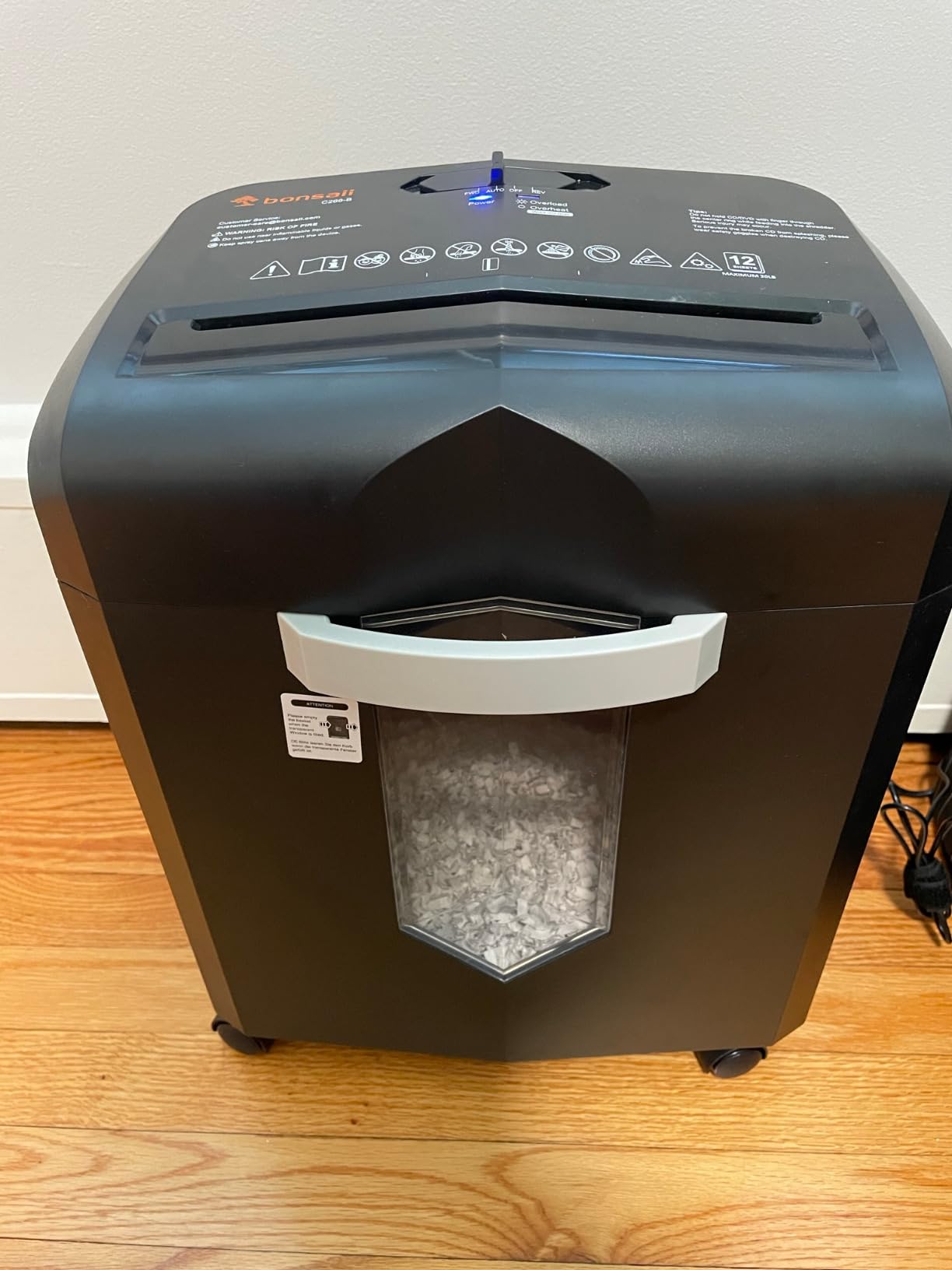 Bonsaii 12-Sheet Micro Cut Heavy Duty Paper Shredder for Home Office | Jam-Proof System, P-4 Security Level, Shreds CD/Cards/Staples, 4.2Gal Pullout Bin with Casters, Quiet Shredder C266-B customer photo 2