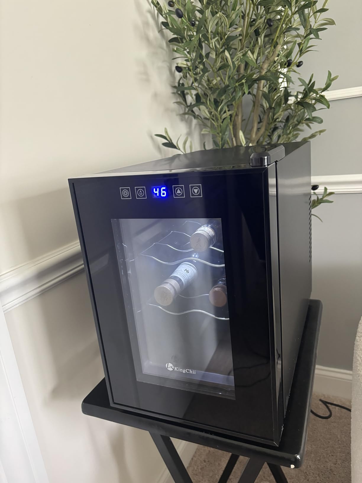 KingChii 6 Bottle Thermoelectric Wine Cooler Refrigerator Advanced Cooling Technology, Stainless Steel & Tempered Glass For Red Wine, Champagne for Home, Kitchen, or Office customer photo 1