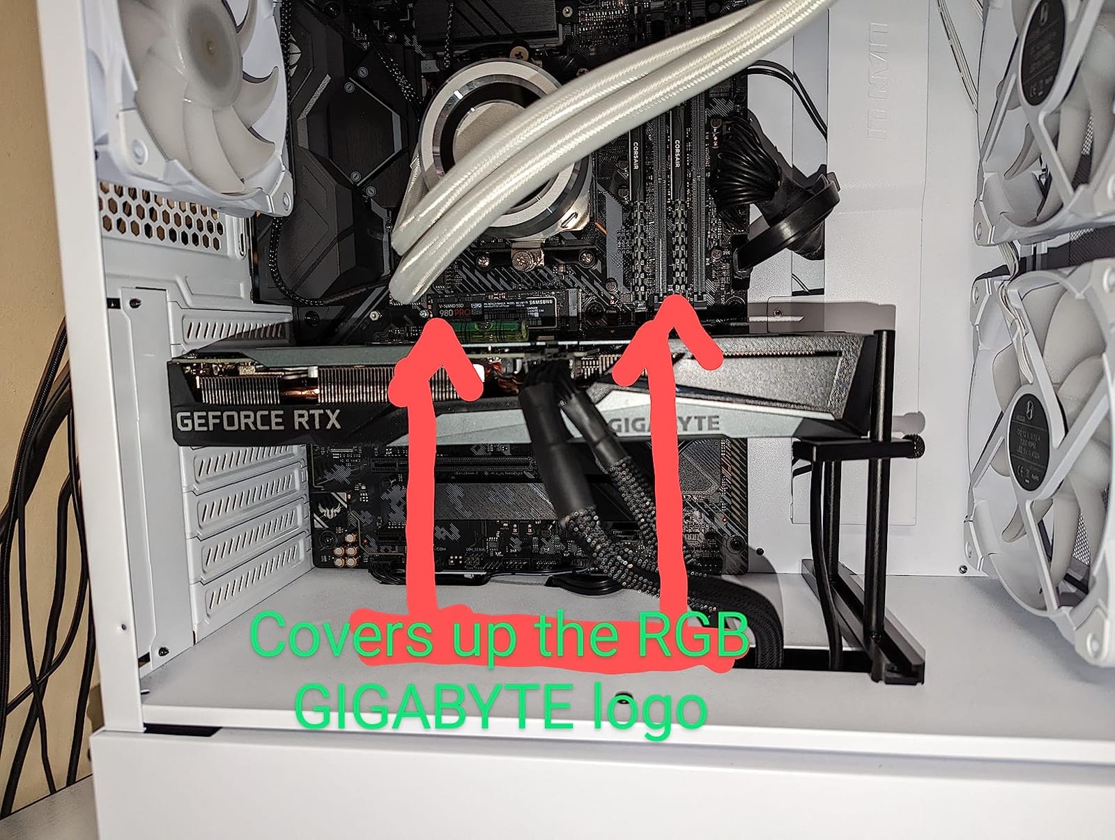 GPU Support Bracket Dual Brace: Fan mounting Adjustable Aluminum Graphics Card GPU Sag Bracket Video Card Stand Holder Graphics Card Bracket, Support Big GPU - 128mm customer photo 1