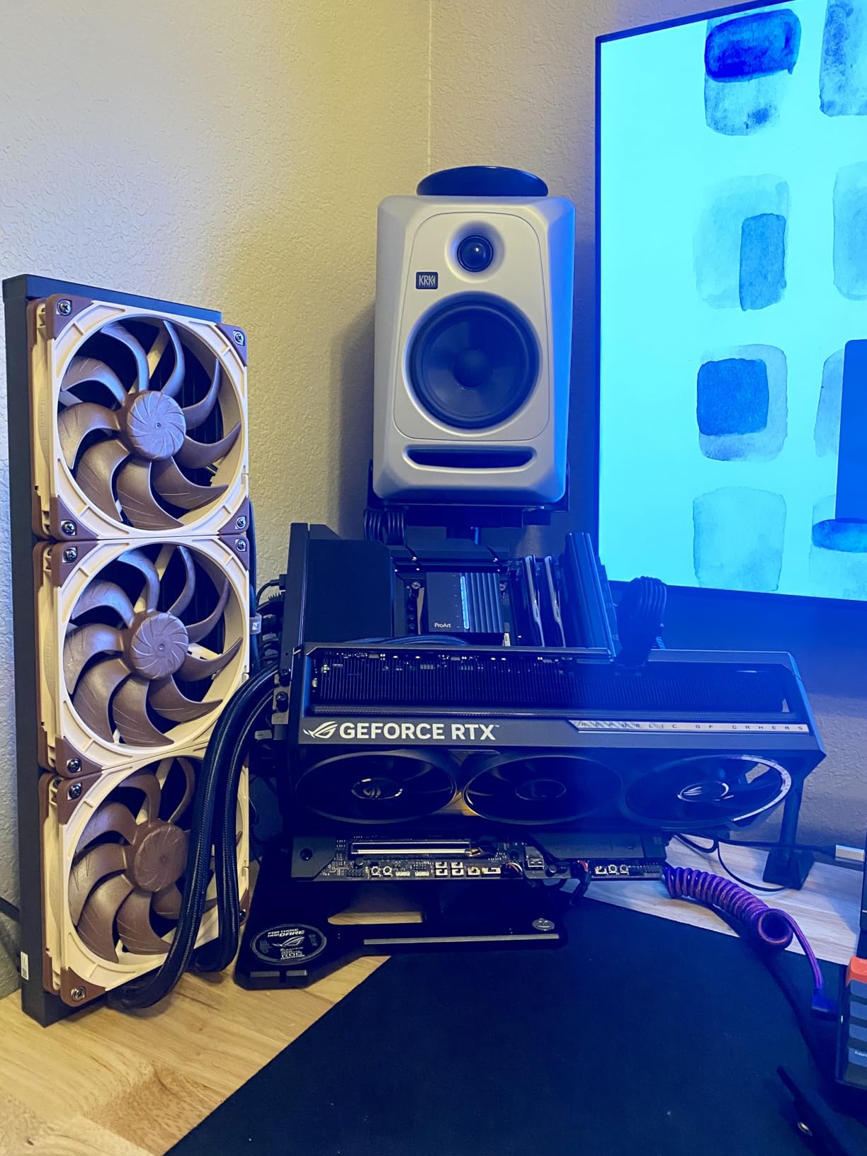GPU Support Bracket Dual Brace: Fan mounting Adjustable Aluminum Graphics Card GPU Sag Bracket Video Card Stand Holder Graphics Card Bracket, Support Big GPU - 128mm customer photo 2