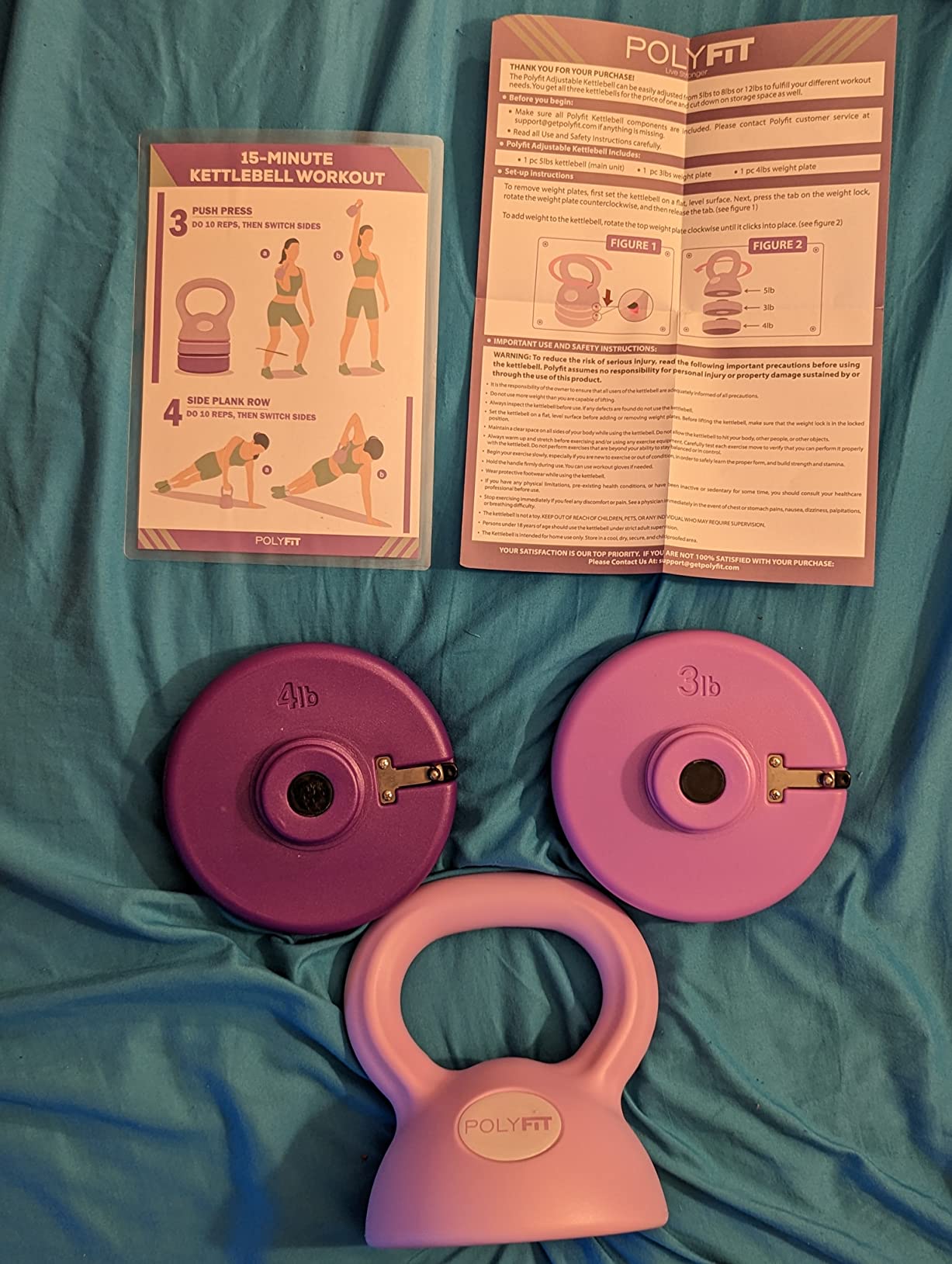 Polyfit Adjustable Kettlebell | 5 lb - 12 lb | Kettlebells Weights Set for Home Gym | Kettle Bell Sets for Women at Home | 3-in-1 adjustable design, 5/8/12 lb settings, non-slip PE coating, compact home gym storage, workout guide included customer photo 2